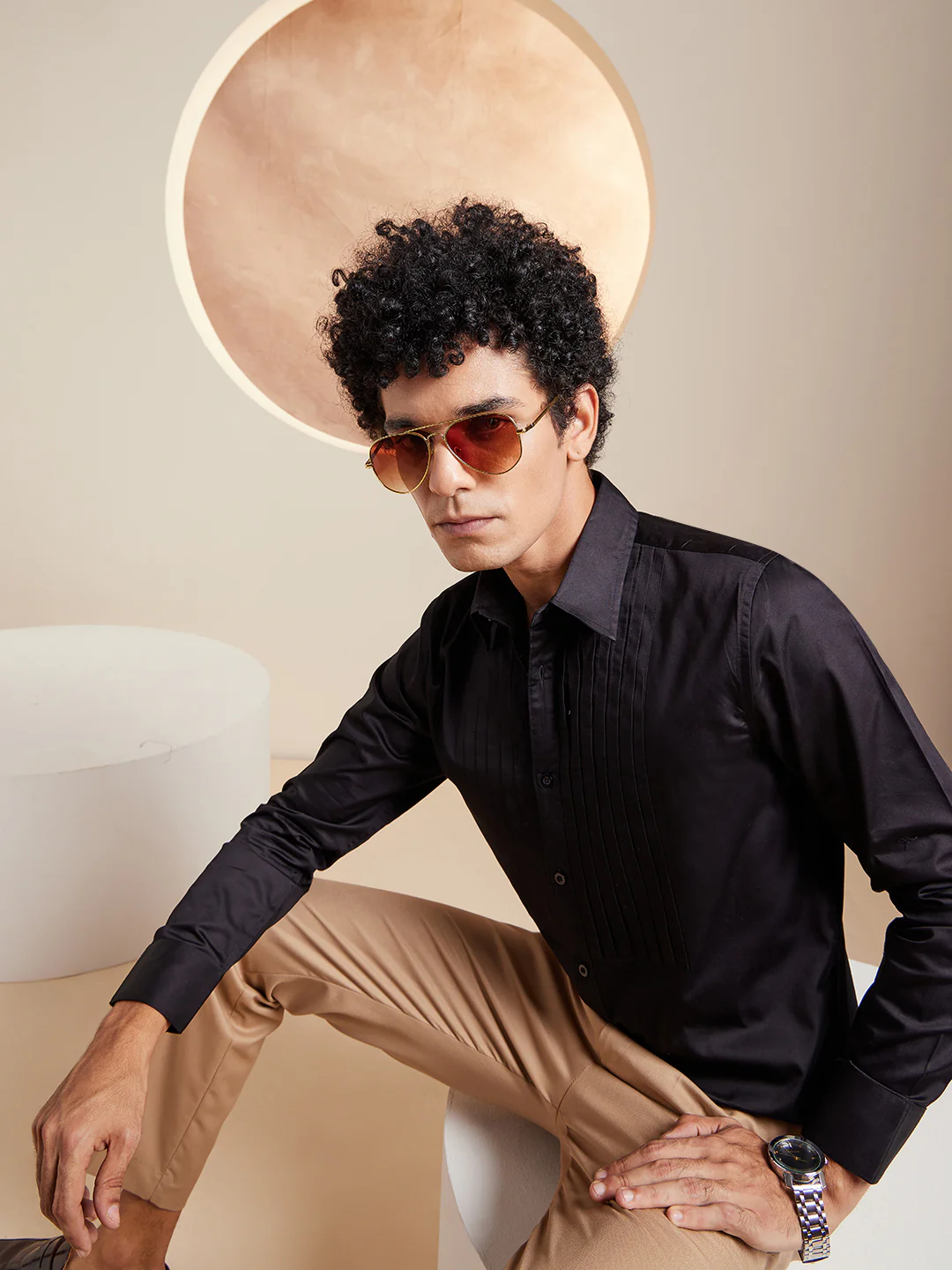Black: Full Sleeves Clubwear Shirt