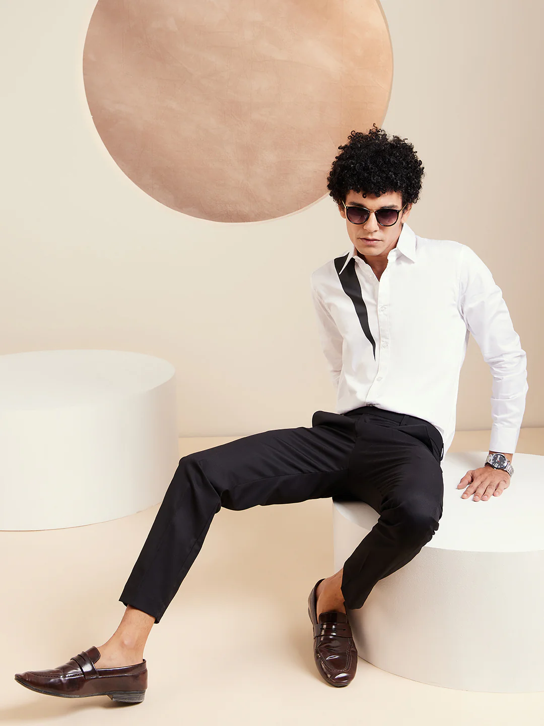 White: Full Sleeves Cotton Partywear Shirt
