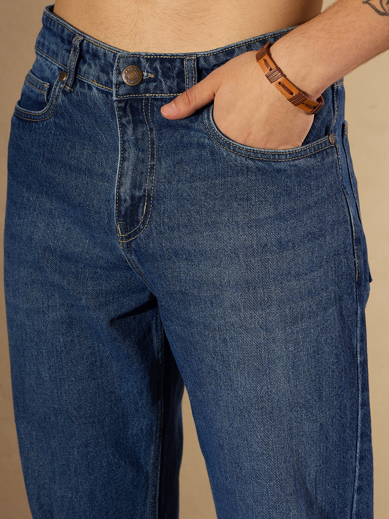 Dark Blue Fade: Korean Baggy Jeans