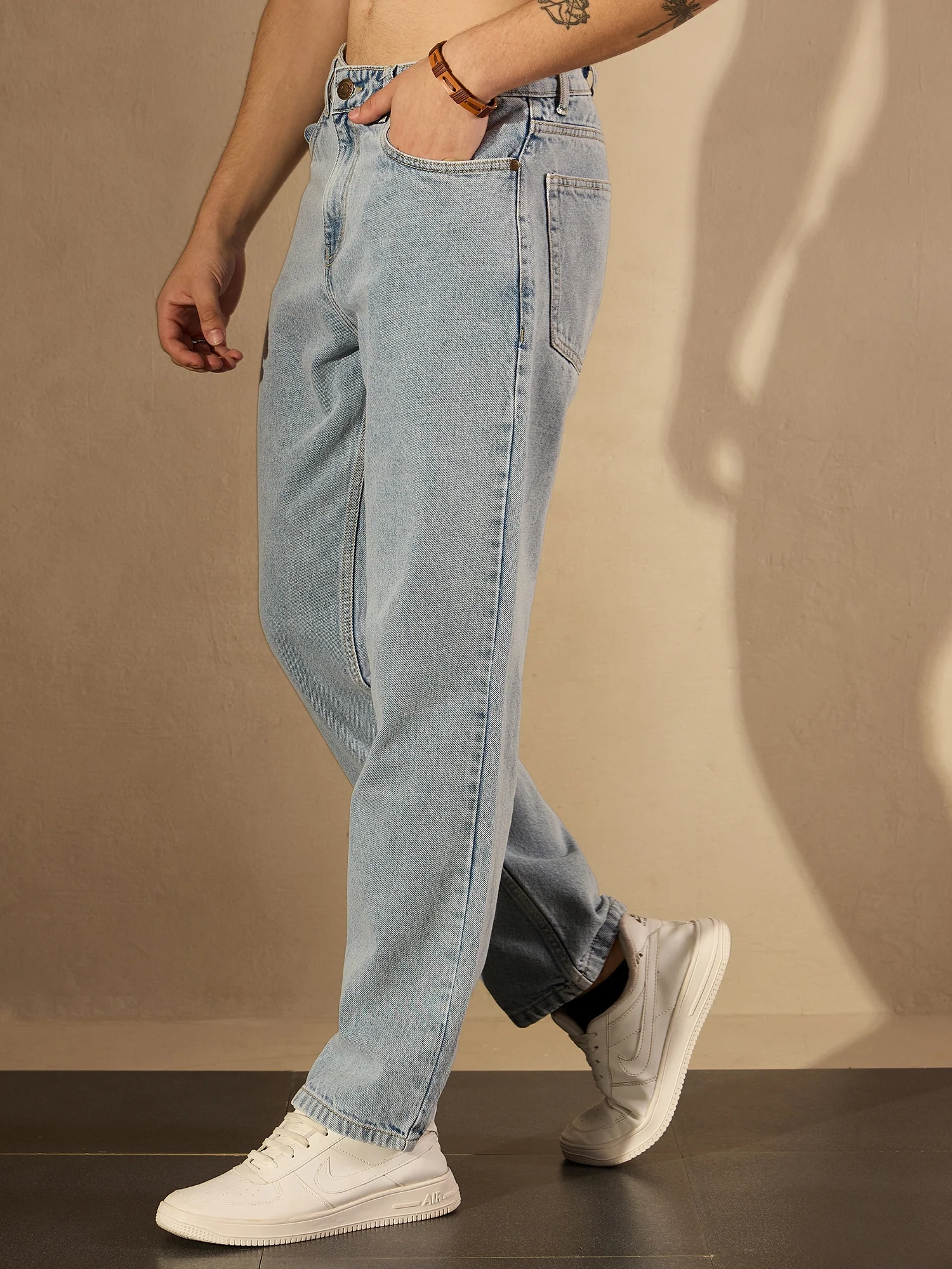 Light Blue Faded: Korean Baggy Jeans