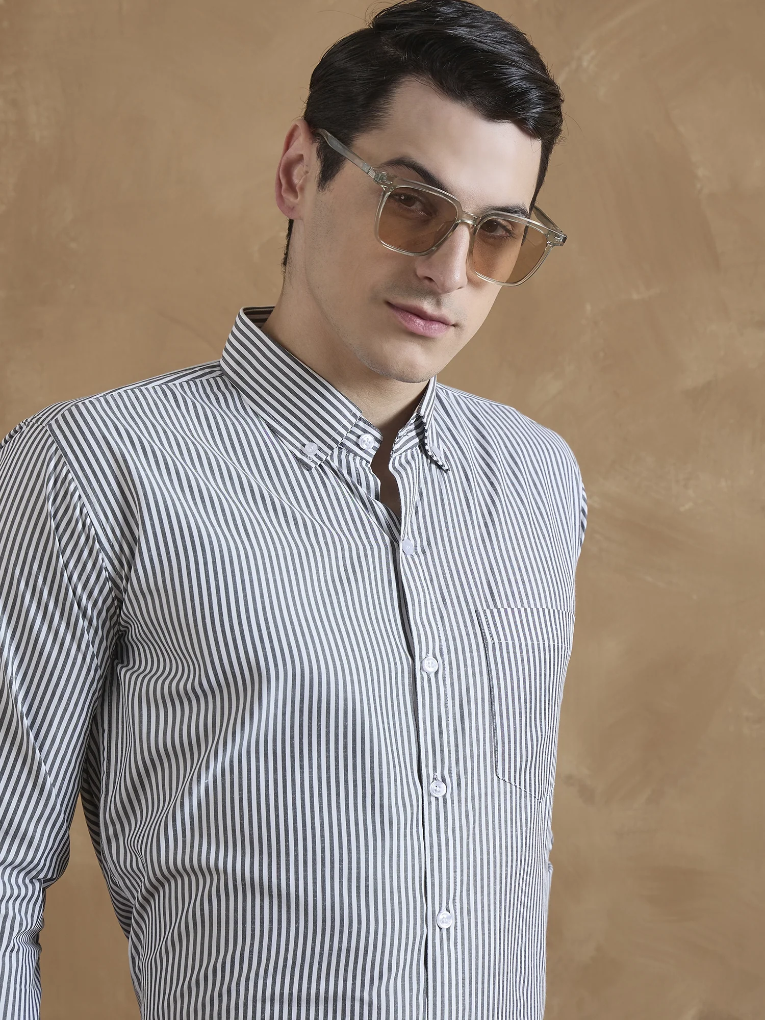 Black & White: Full Sleeves Vertical Stripes Shirt