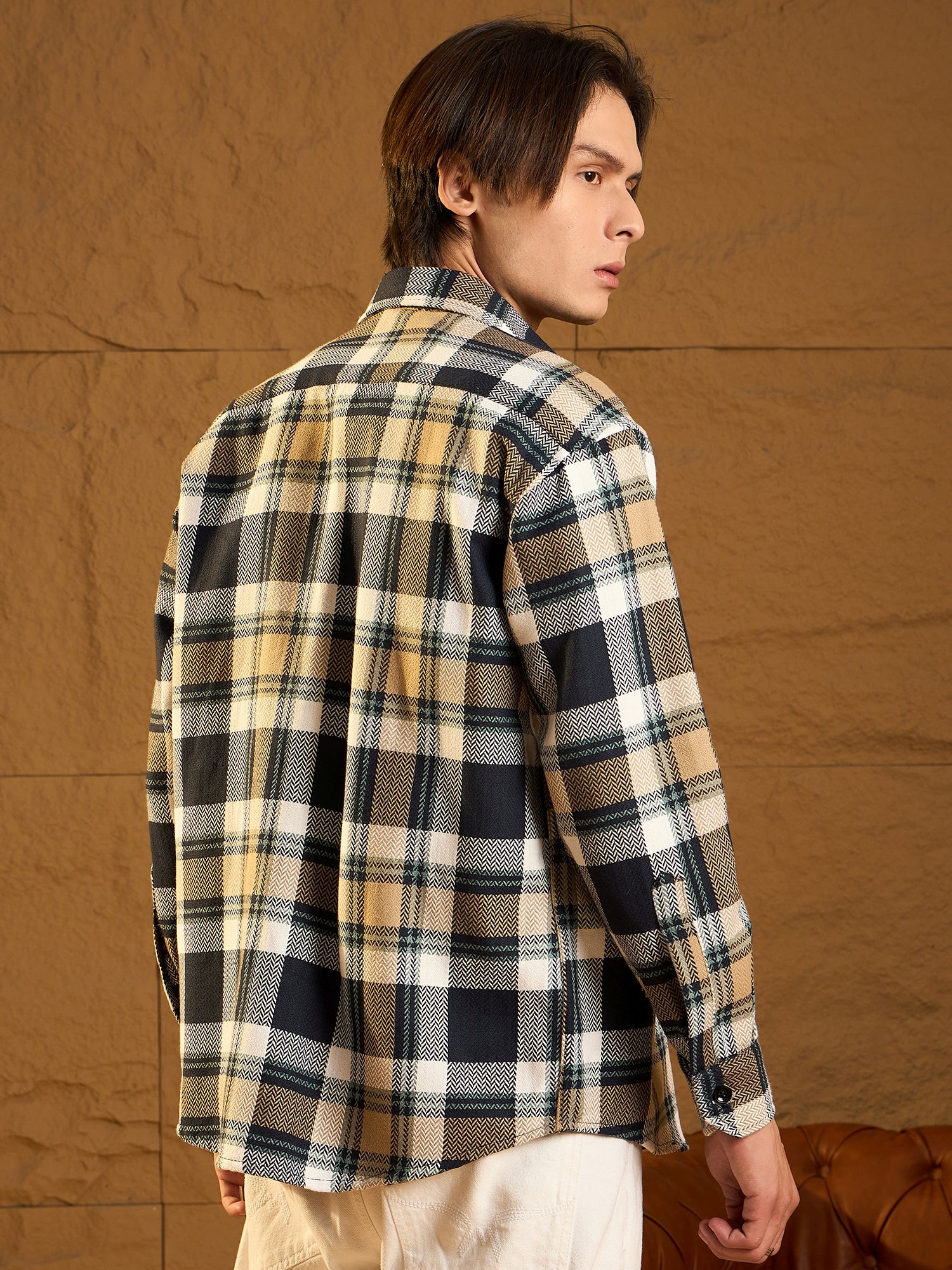 Blue & White: Oversized Cotton Checked Shacket