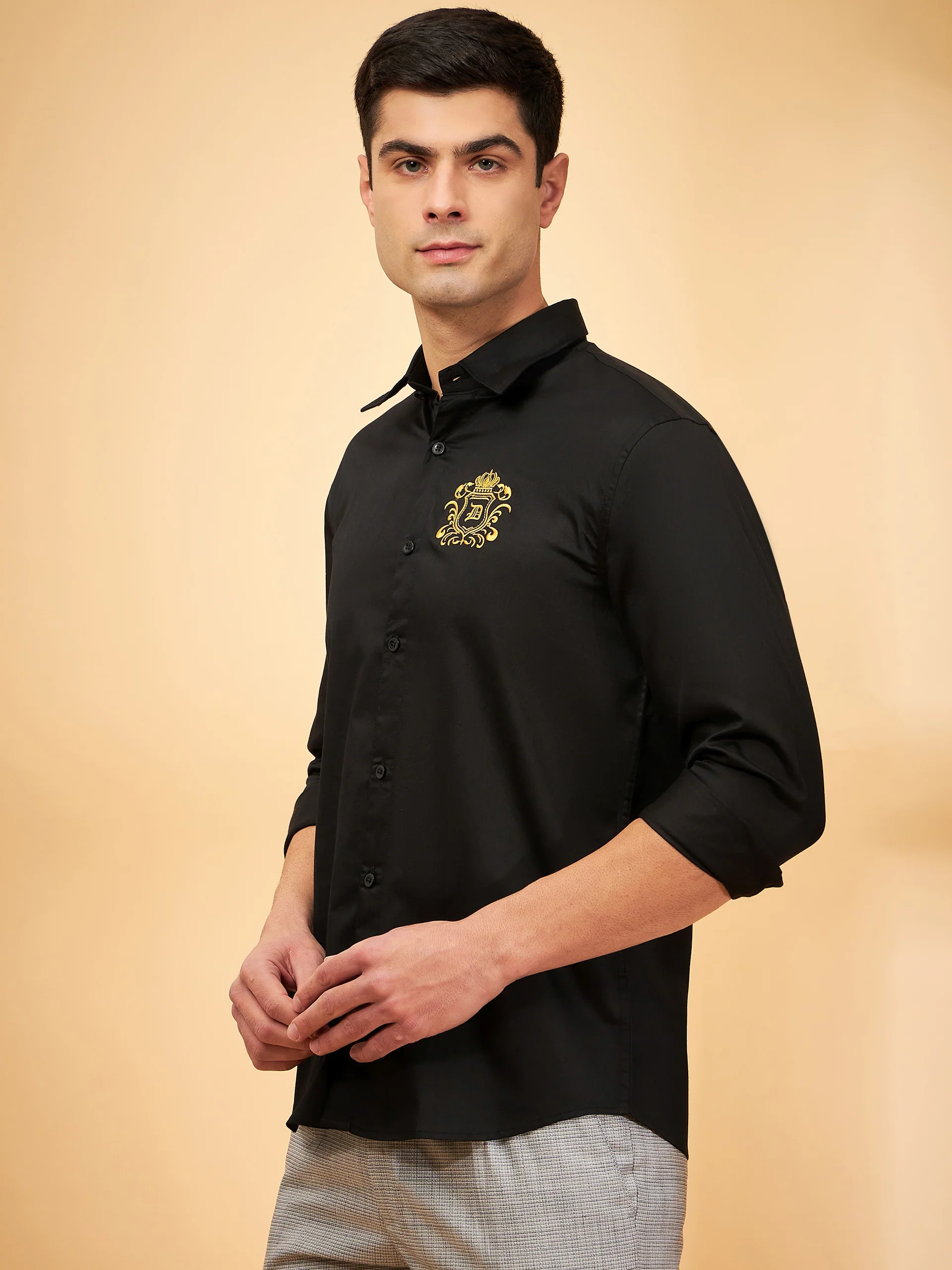 Black: full Sleeves Partywear Shirt