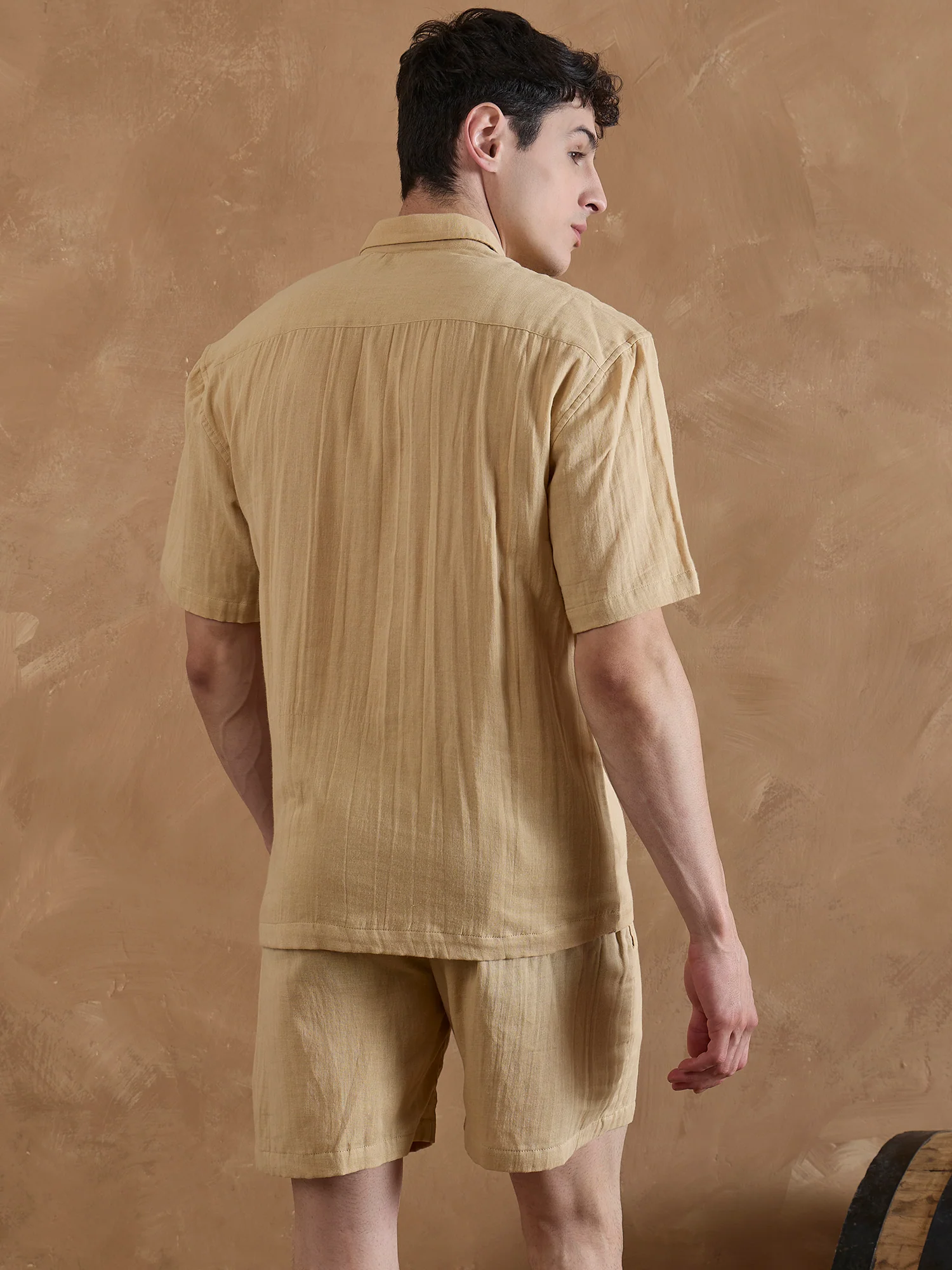 Beige: Double Gauge Muslin Coord Set