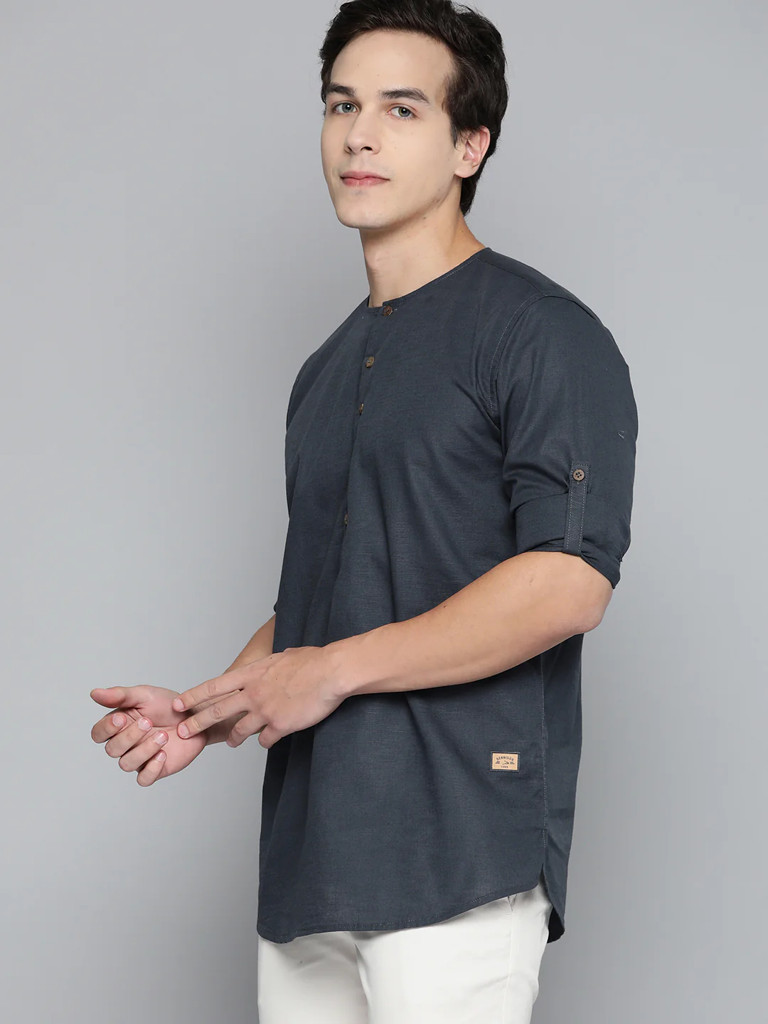 DENNISON Men Solid Linen Kurta