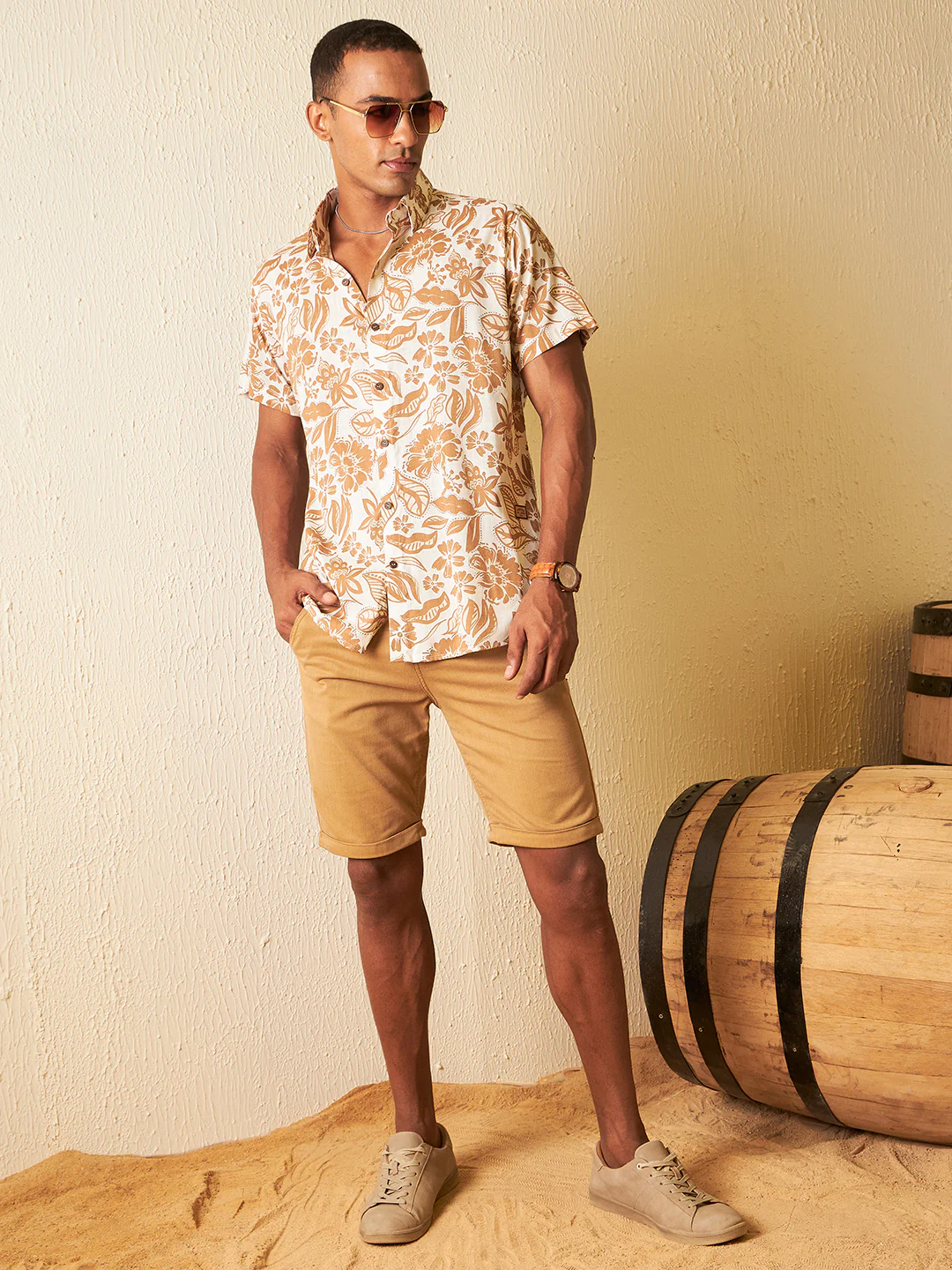 White: Half Sleeves Block Printed Shirt