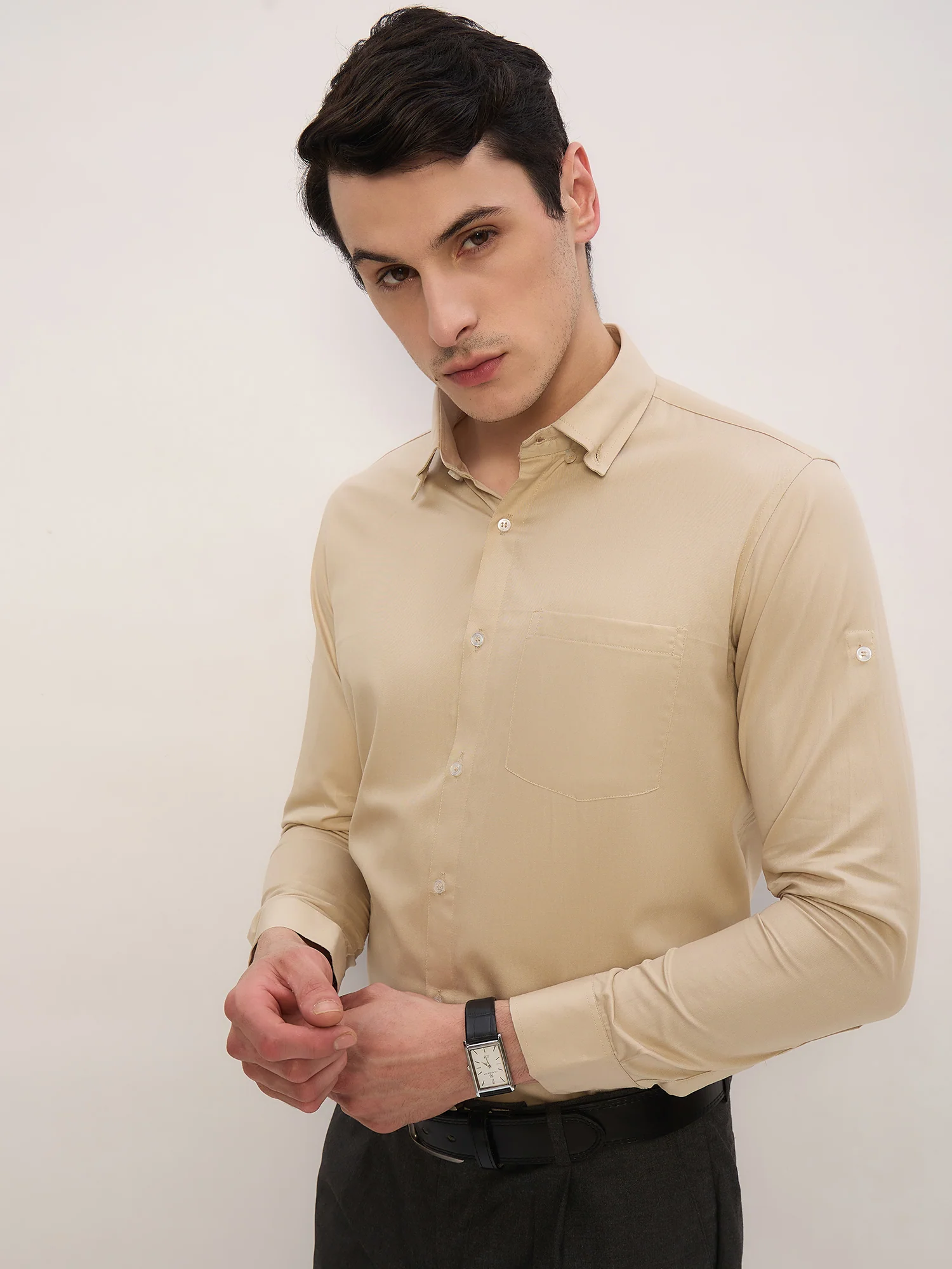 Beige: Full Sleeves Water Repellent Shirt