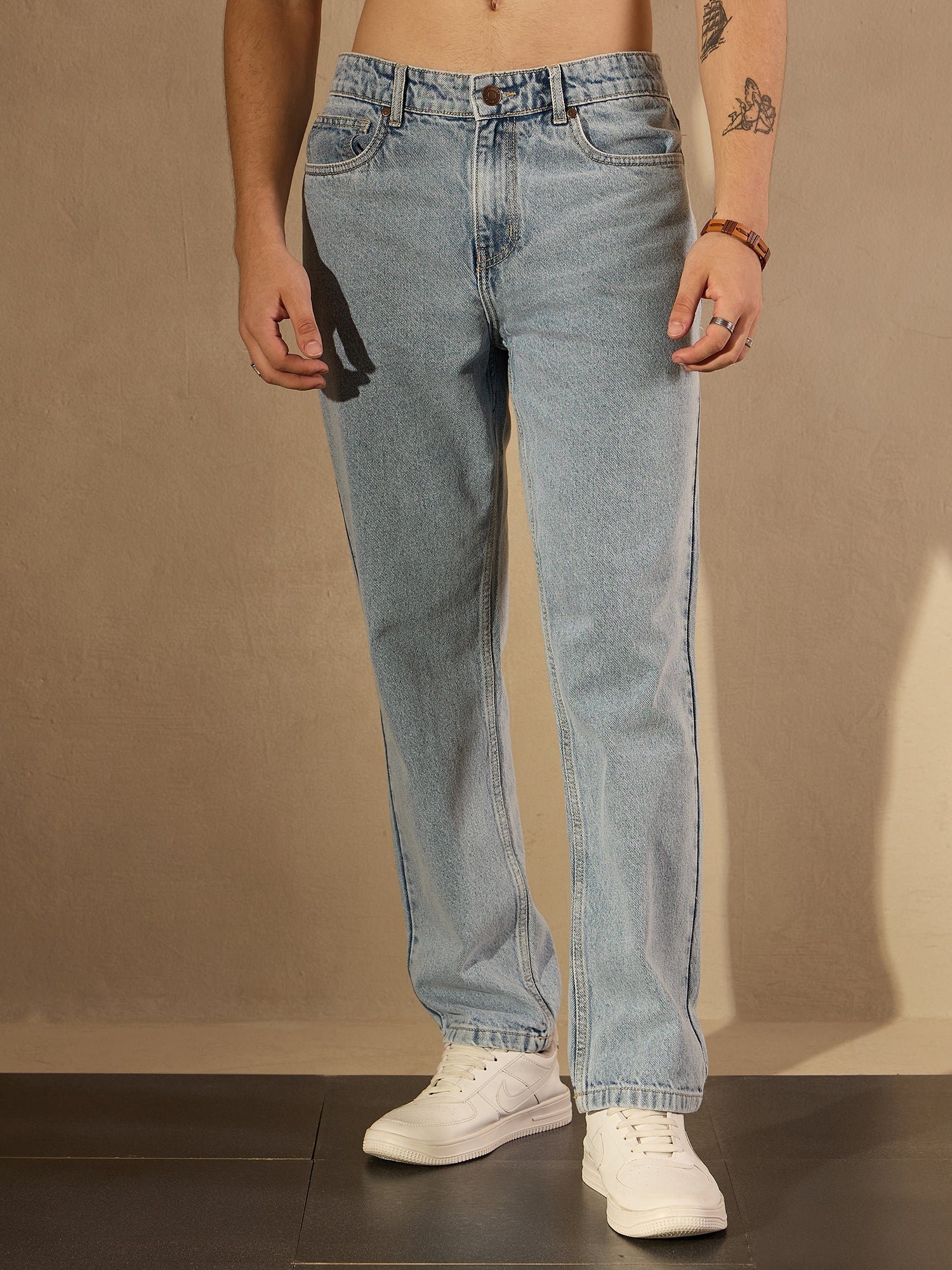 Light Blue Faded: Korean Baggy Jeans