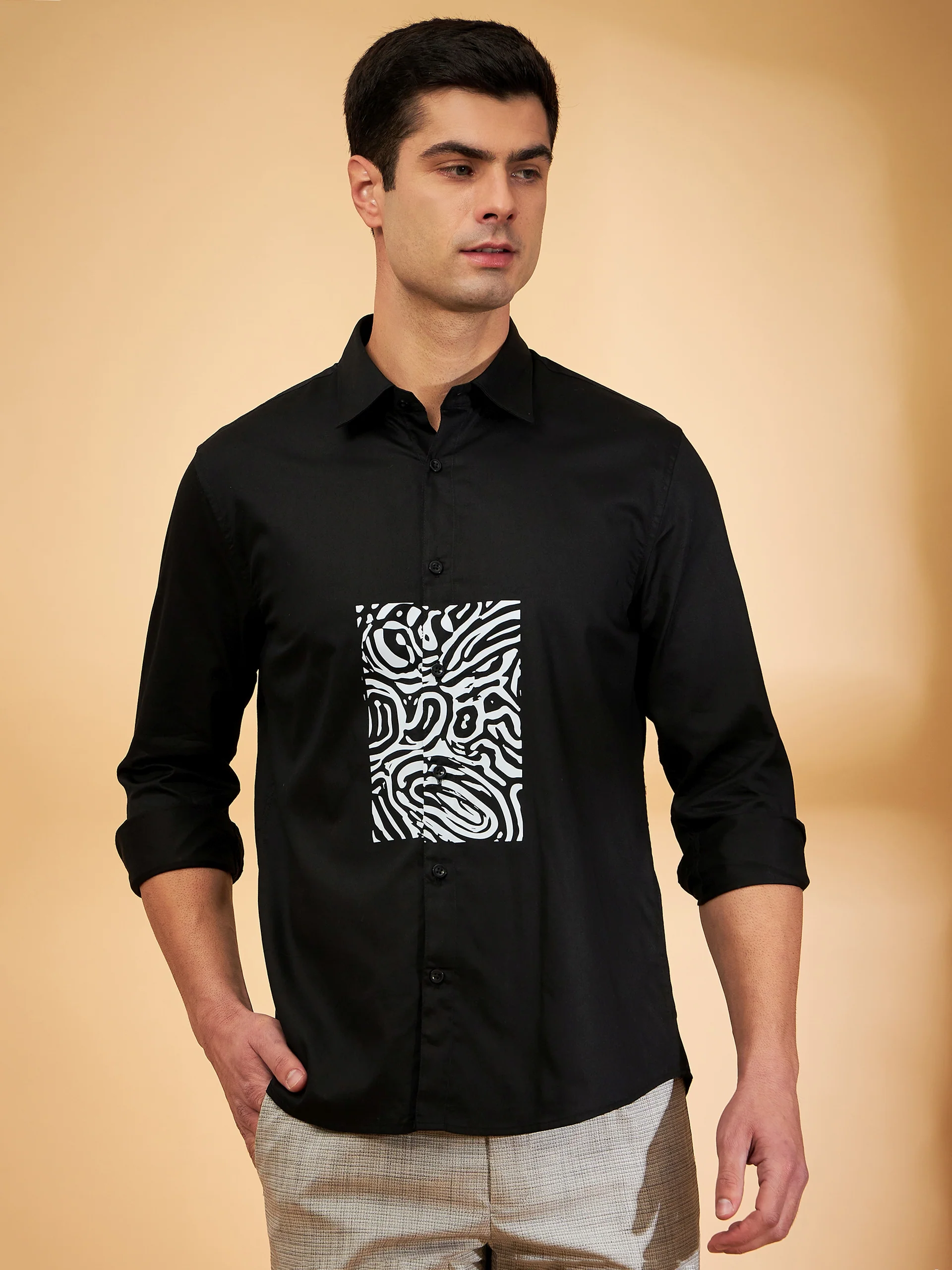 Black: Full Sleeves Partywear Shirt