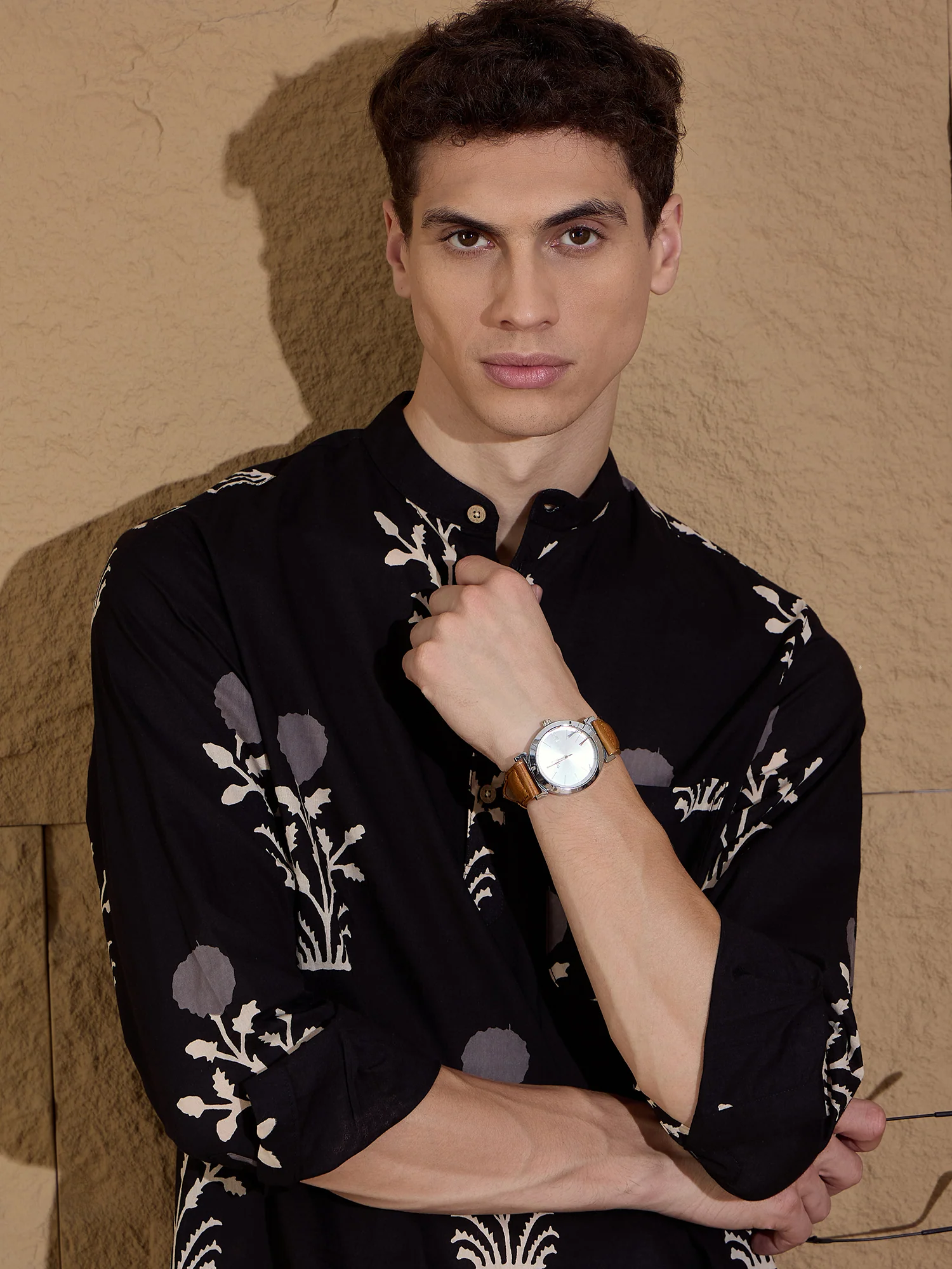Black and Cream: Ethnic Motifs Print Sustainable Kurta