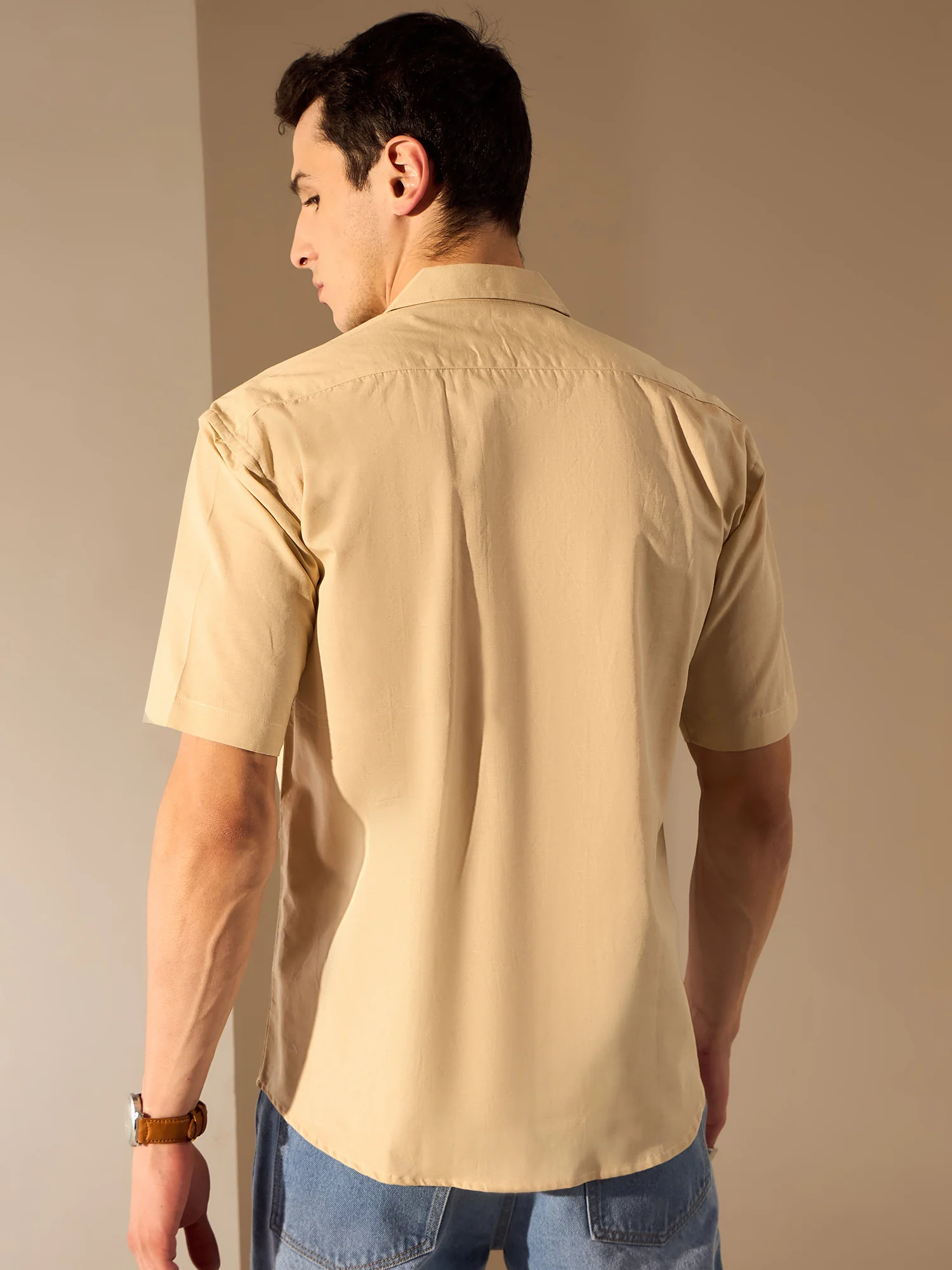 Beige: Half Sleeves Sustainable Hemp Oversize Shirt