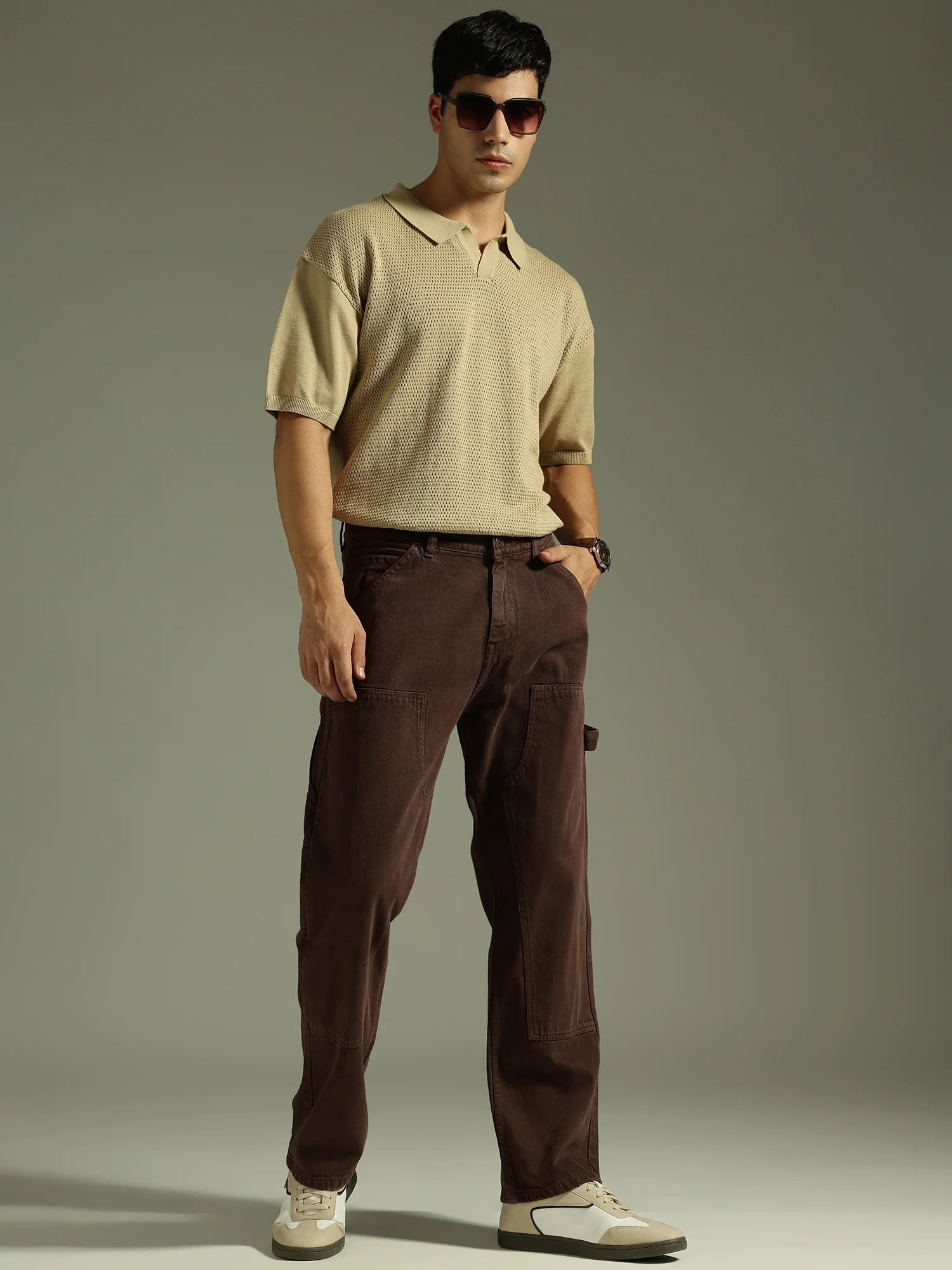 Brown: Baggy Fit Carpenter Jeans
