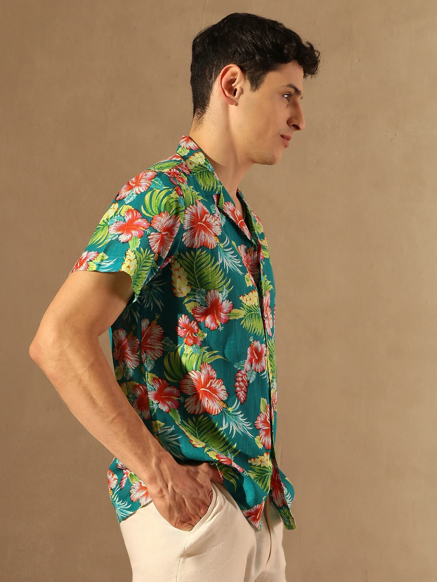 Green: Half Sleeves Block Printed Shirt
