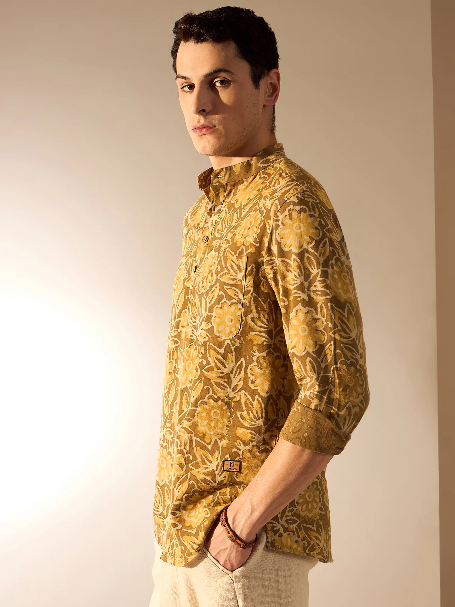 Brown: Hand Block Sustainable Short Kurta