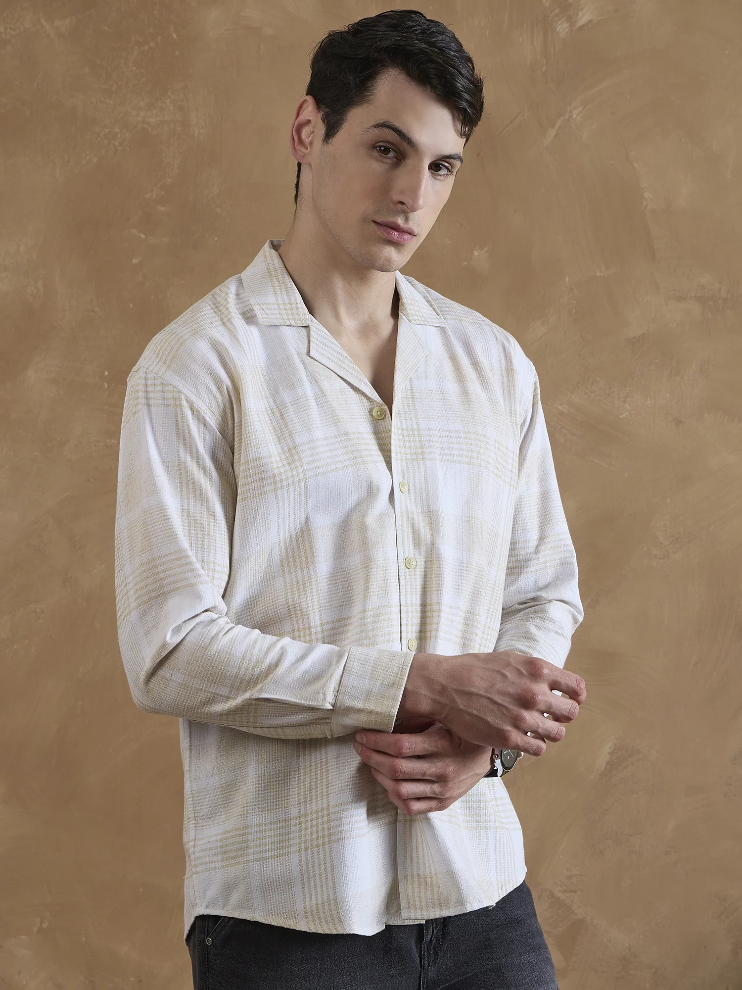 Yellow & White: Full Sleeves Checkered Shirt