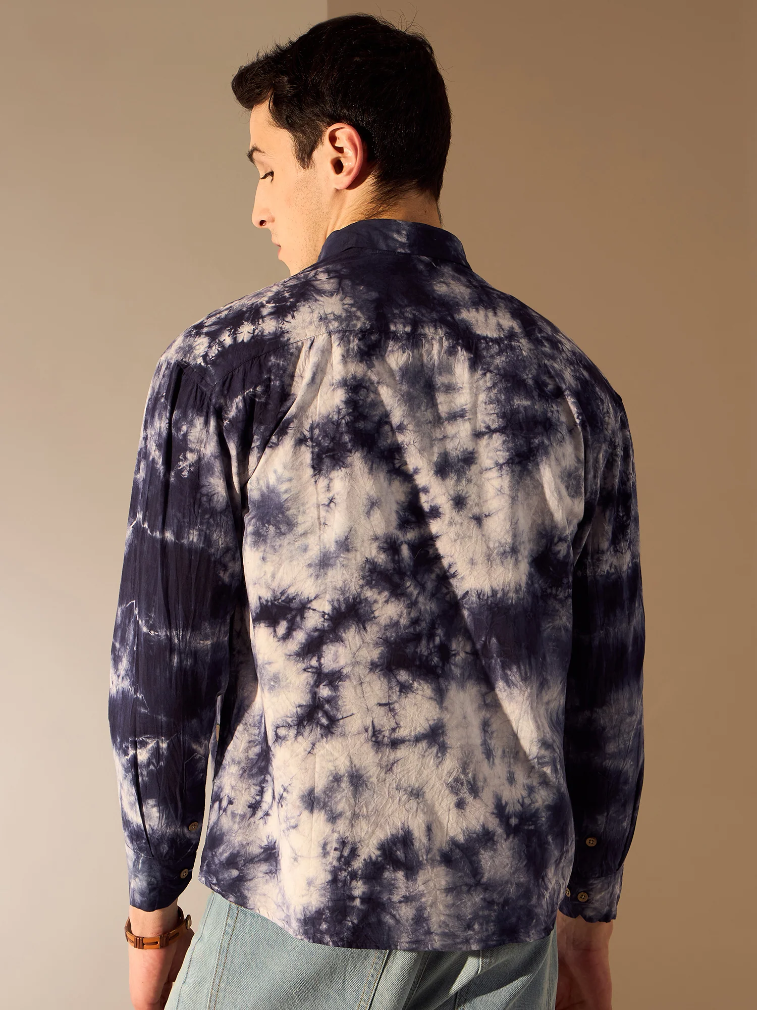 Blue & White: Full Sleeves Tie and Dye Shirt