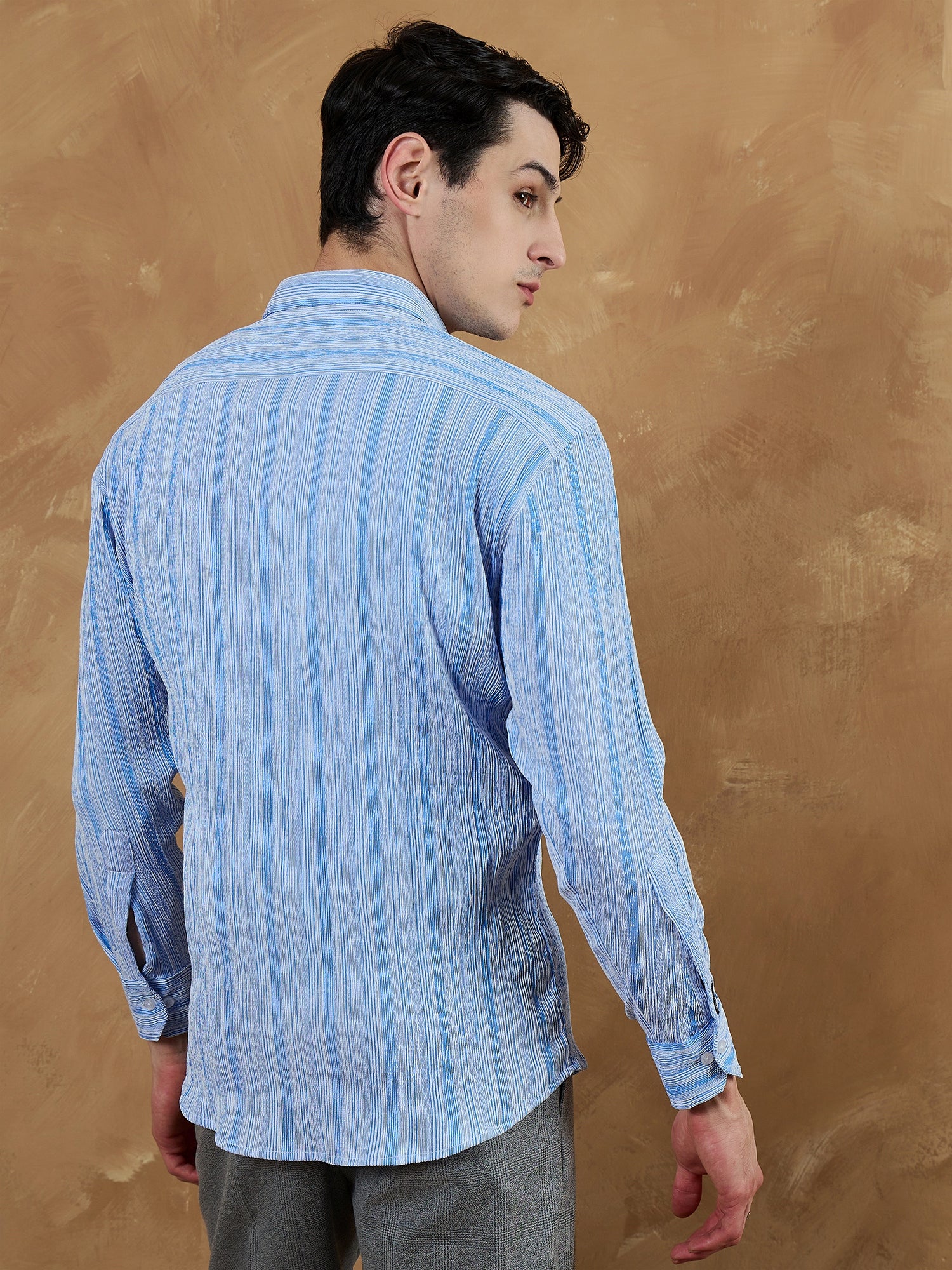 Blue & White: Striped Oversized Casual Shirt