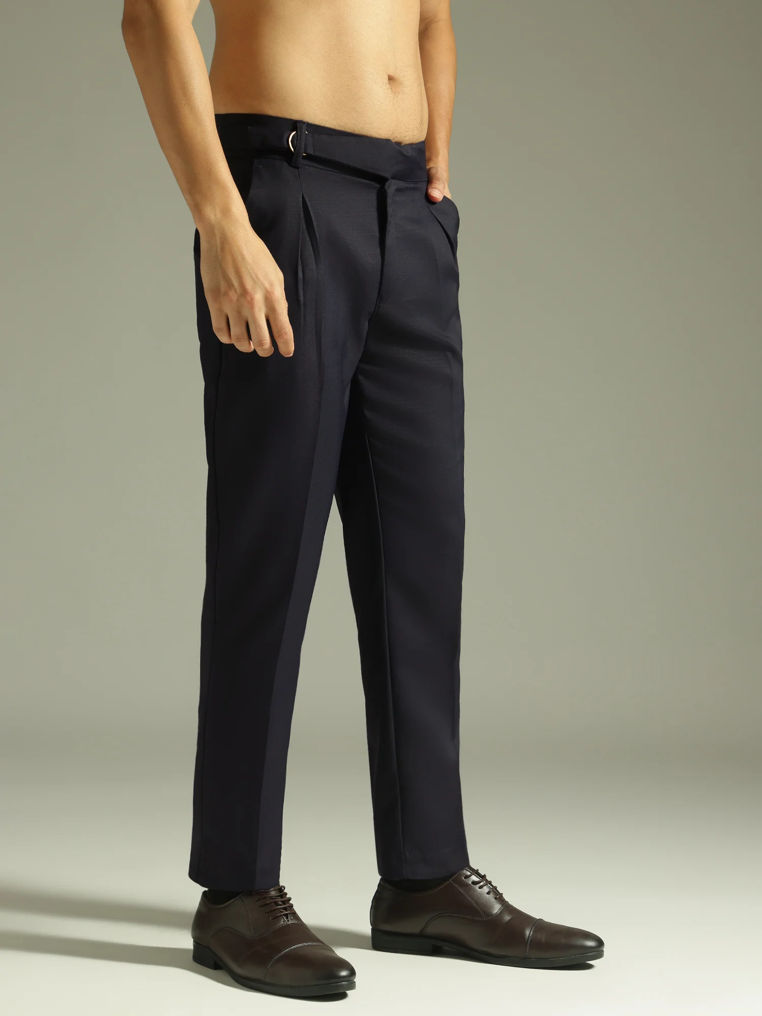Navy Blue: Adjustable Fastening Neopolitan Trouser