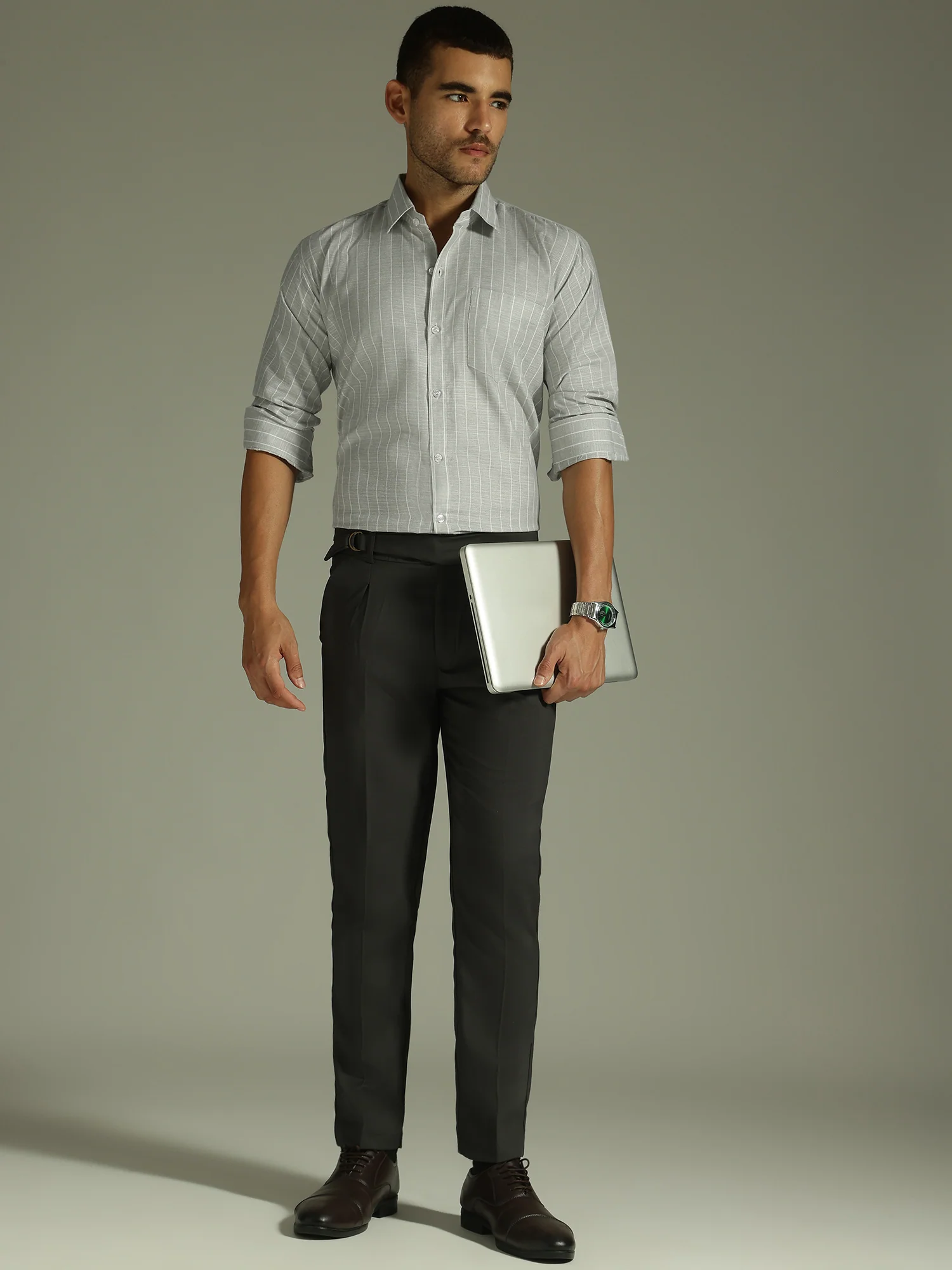 Mint Green & White: Vertical Stripes Formal Shirt
