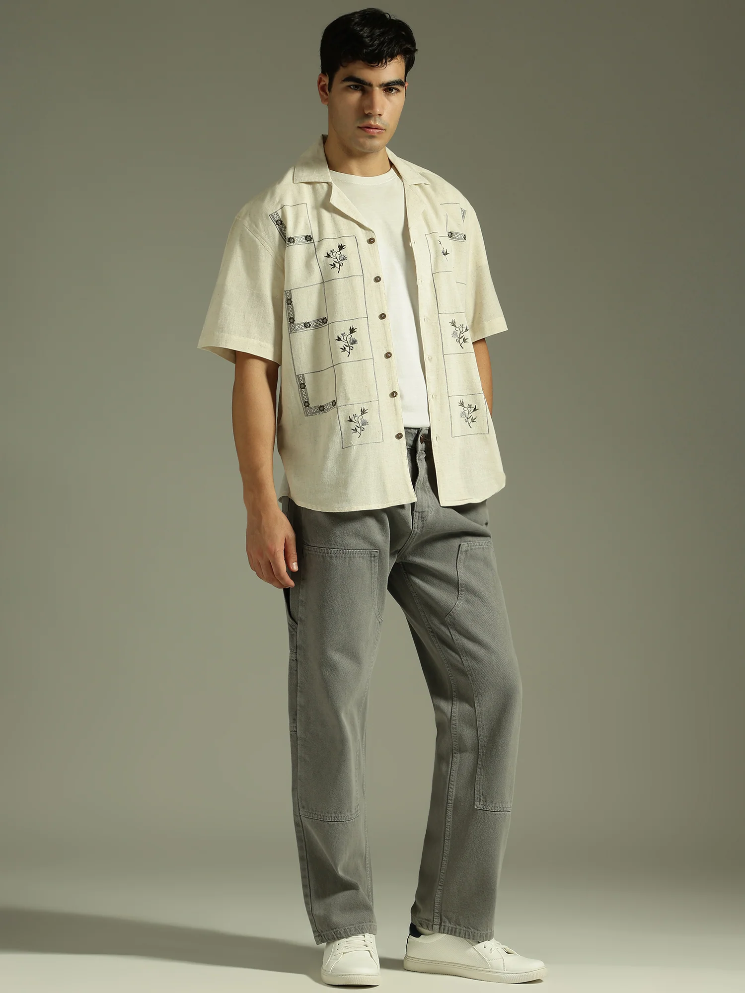Grey:  Baggy Fit Carpenter Jeans