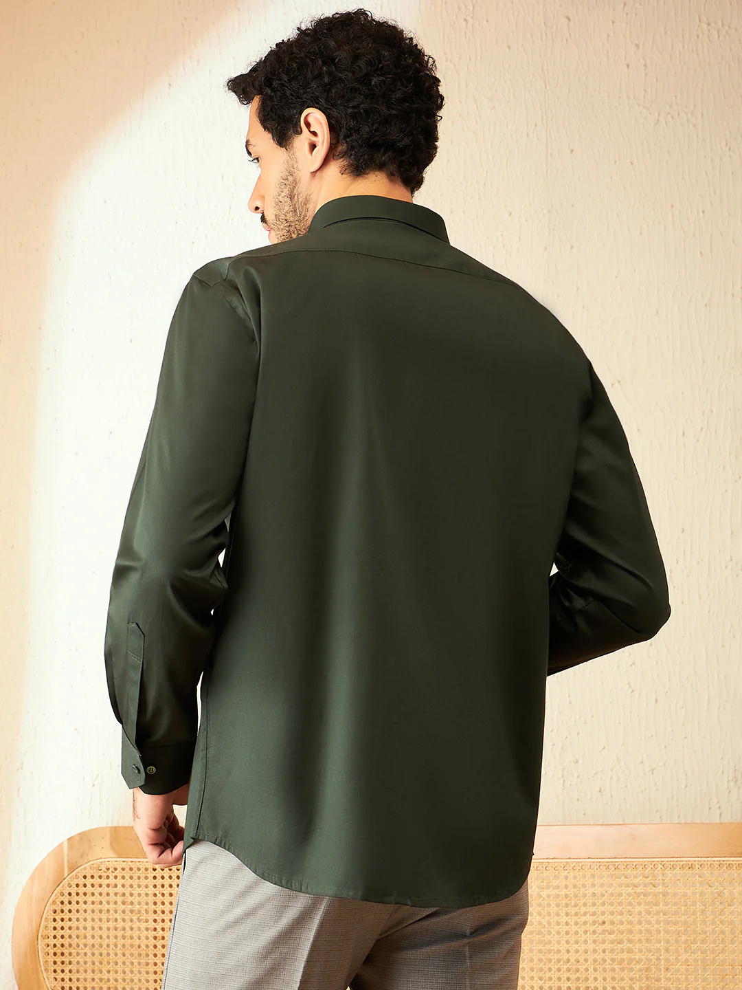 Olive Green: Cotton Formal Shirt