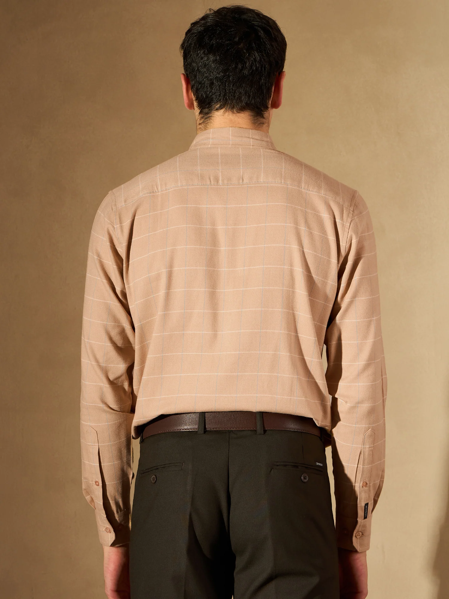 Brown: Full Sleeves Checked Formal Shirt