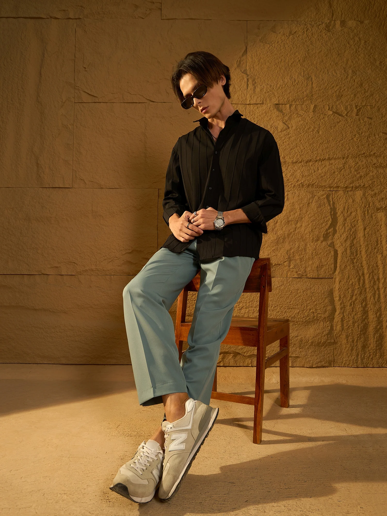 Teal: Baggy Fit Korean Trouser
