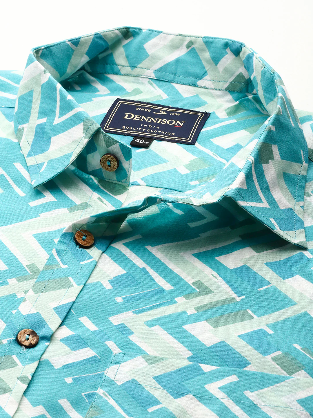 Blue: Half Sleeves Block Printed Shirt