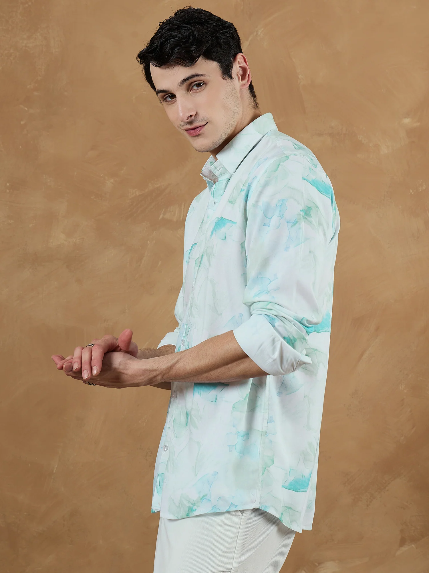 Blue & White: Marble Printed Shirt