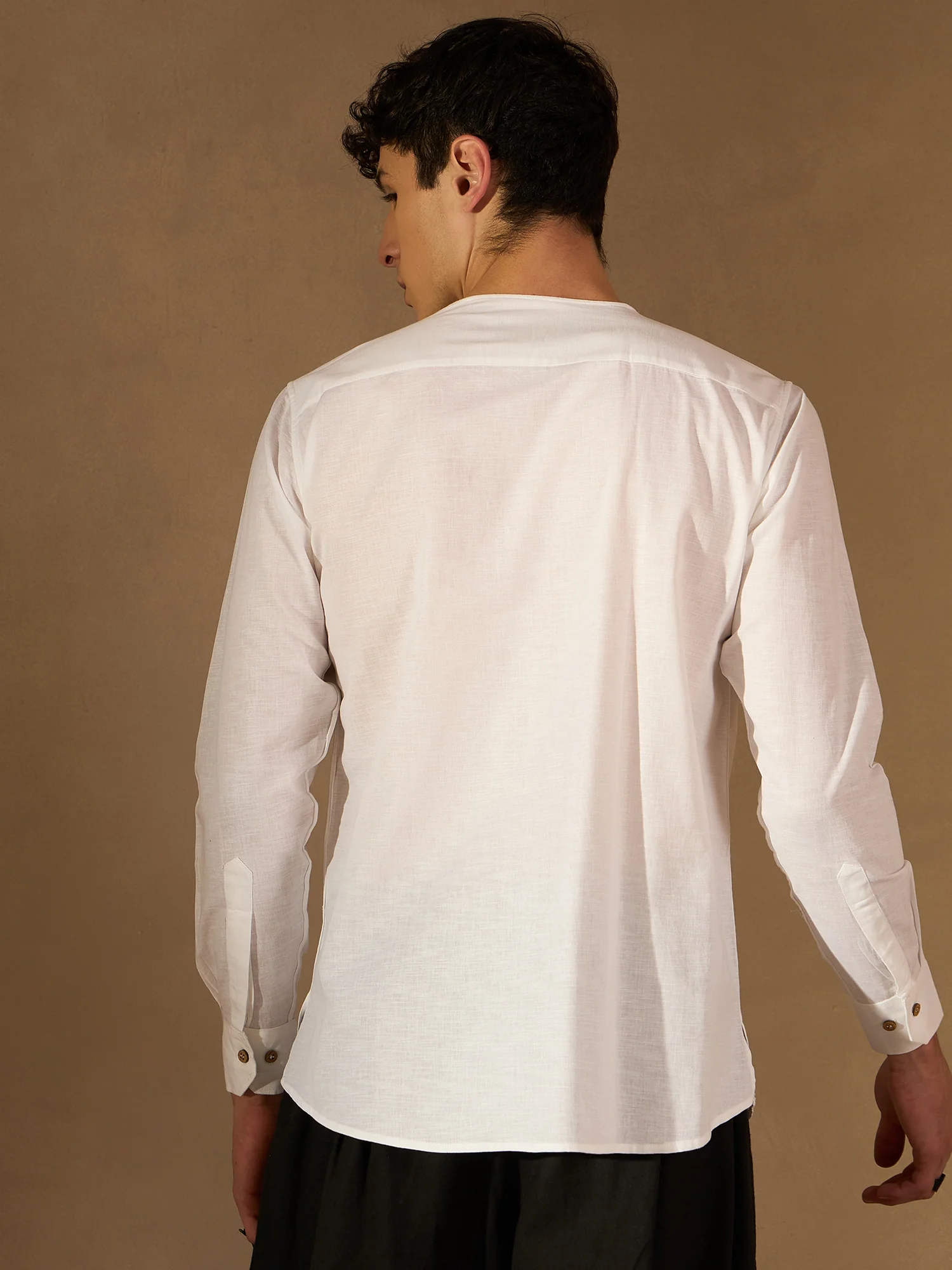 Men White Solid Kurta