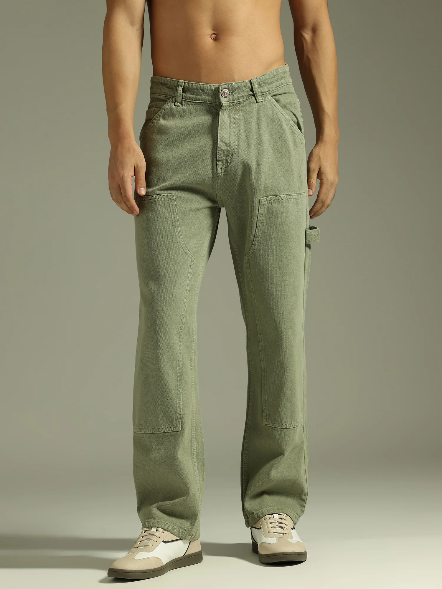 Mint Green: Baggy Fit Carpenter Jeans