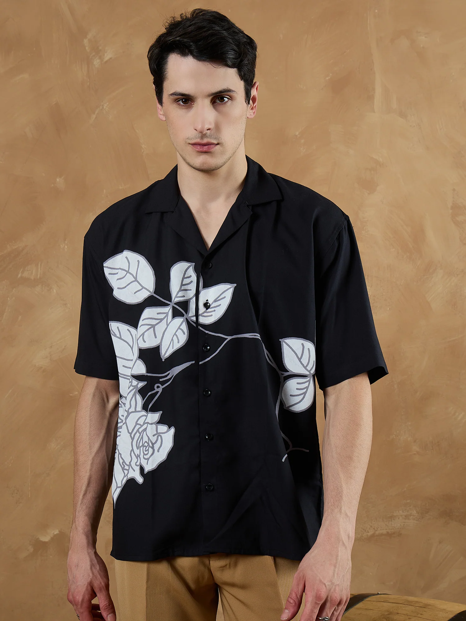 Black: Placement Printed Shirt