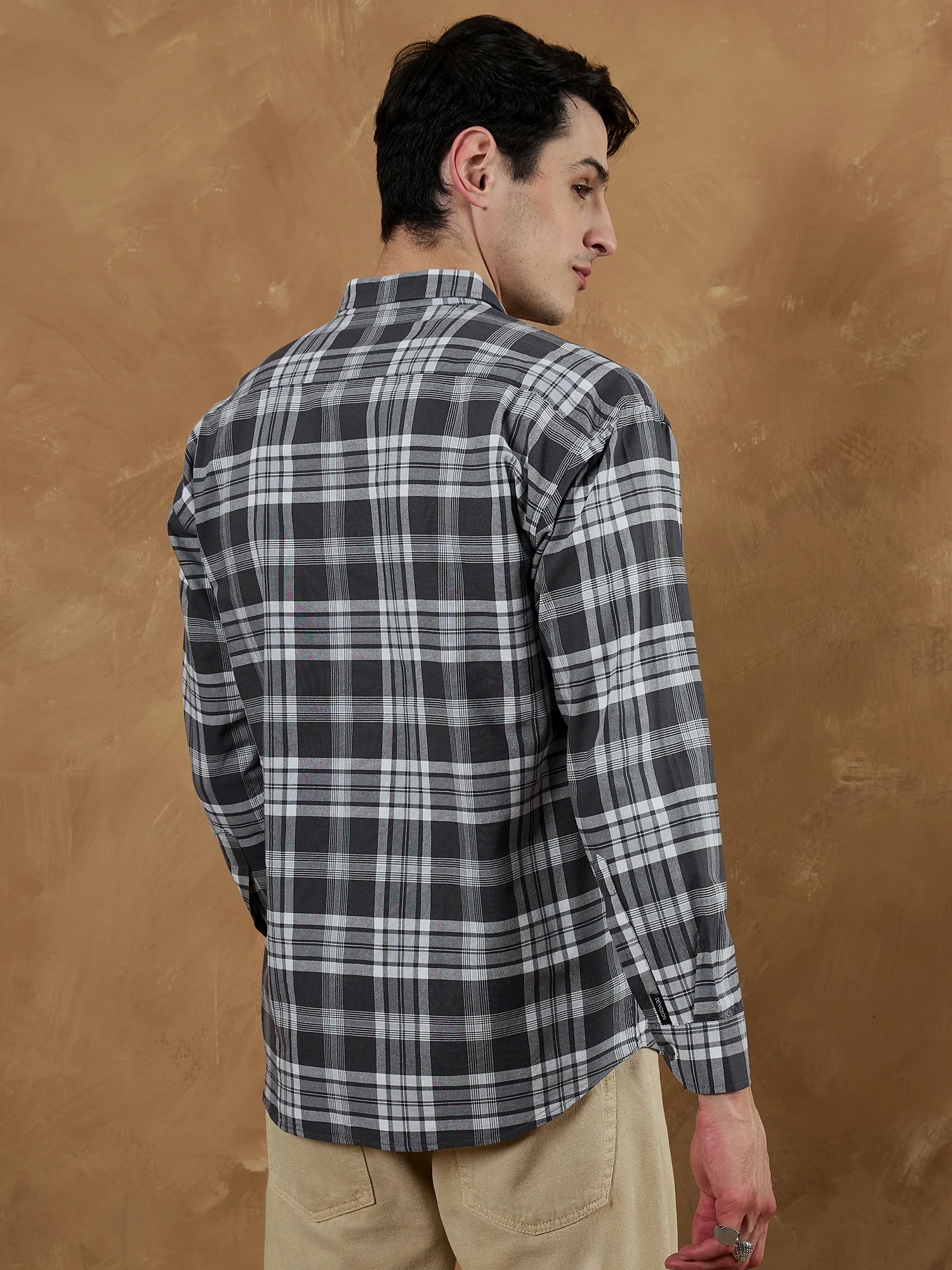 Grey & White: Oversized Checkered Shirt