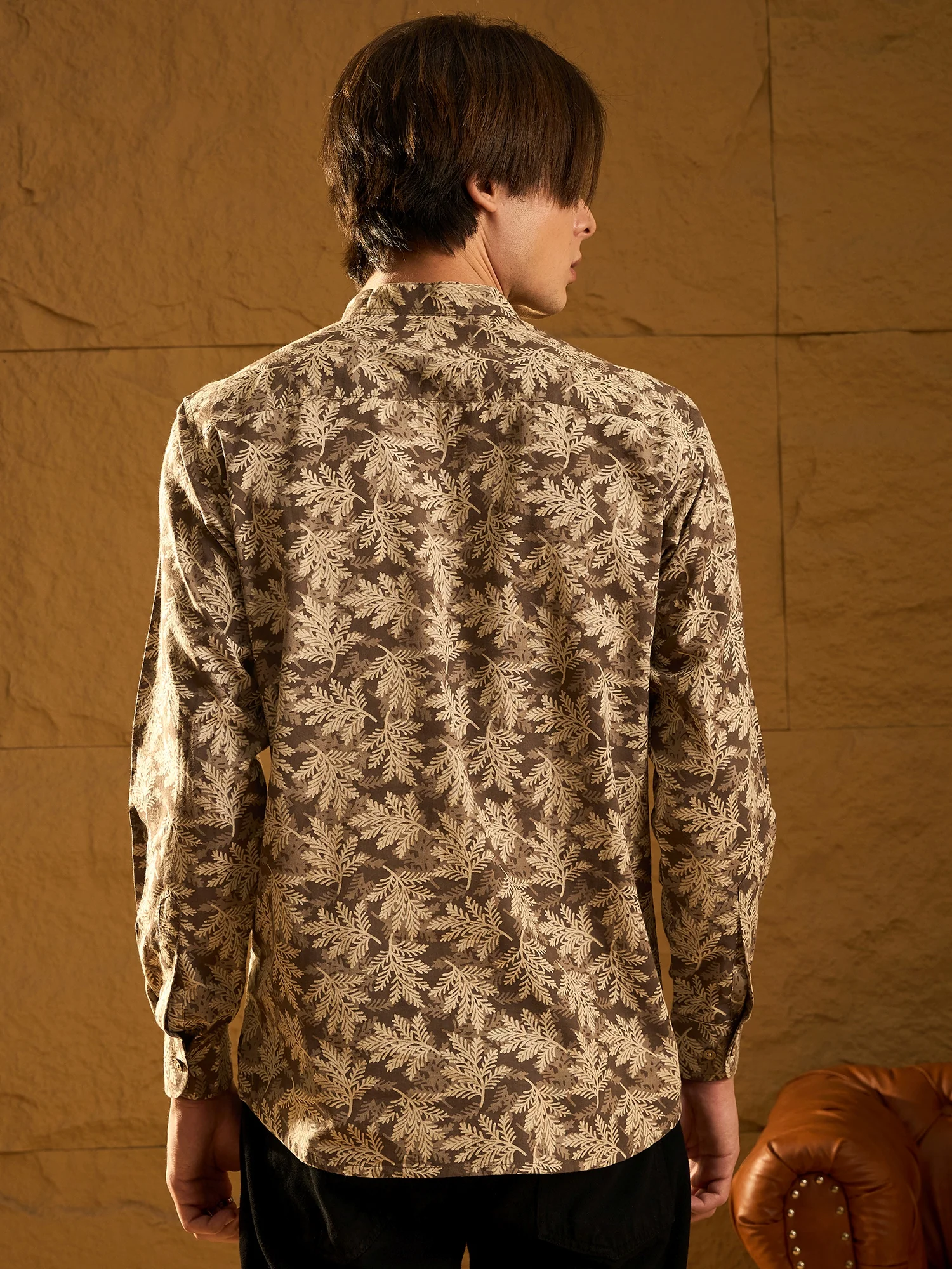 Grey & Cream: Block Printed Casual Short Kurta