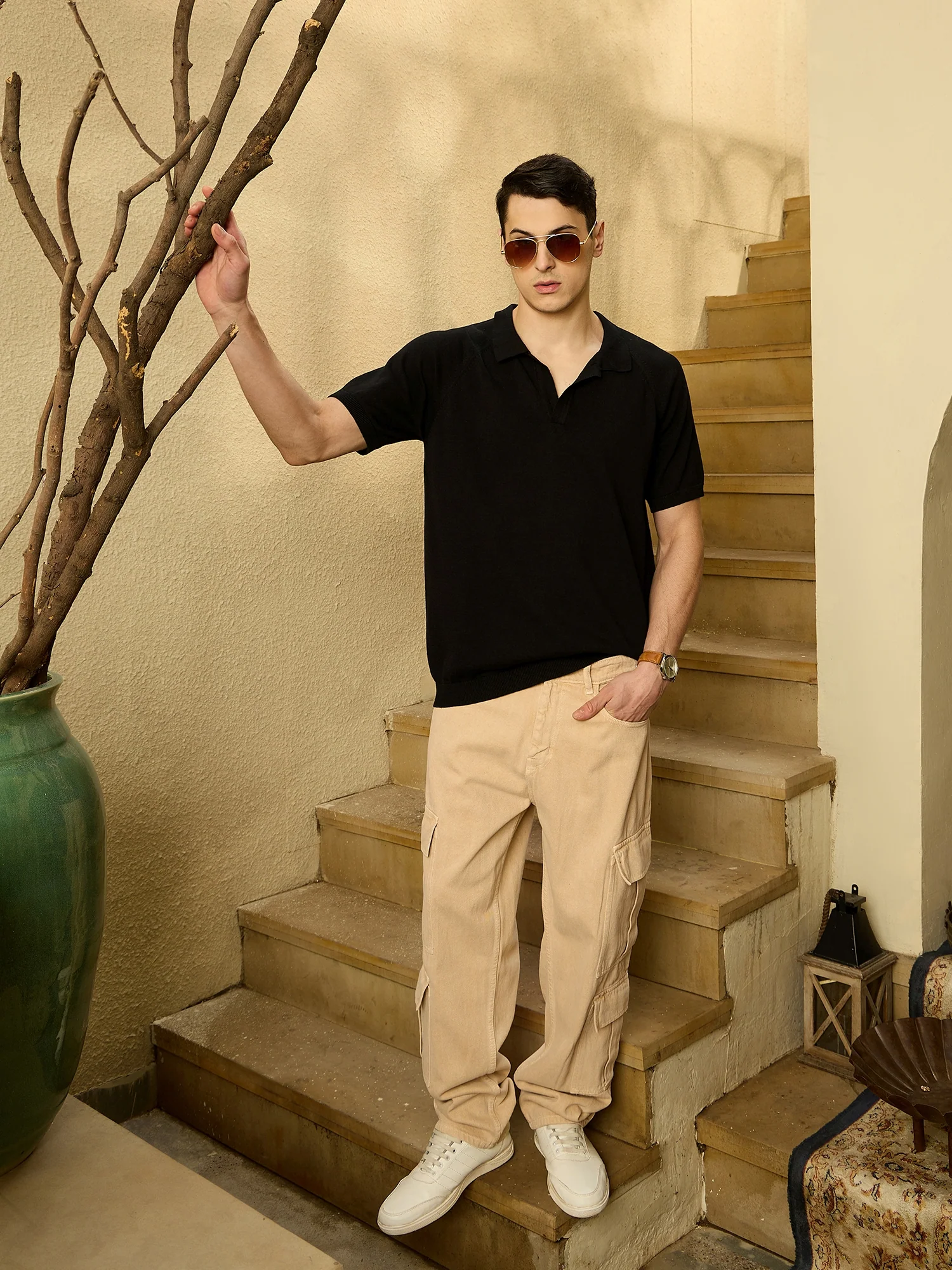 Mud Yellow: Korean Baggy Cargo Jeans