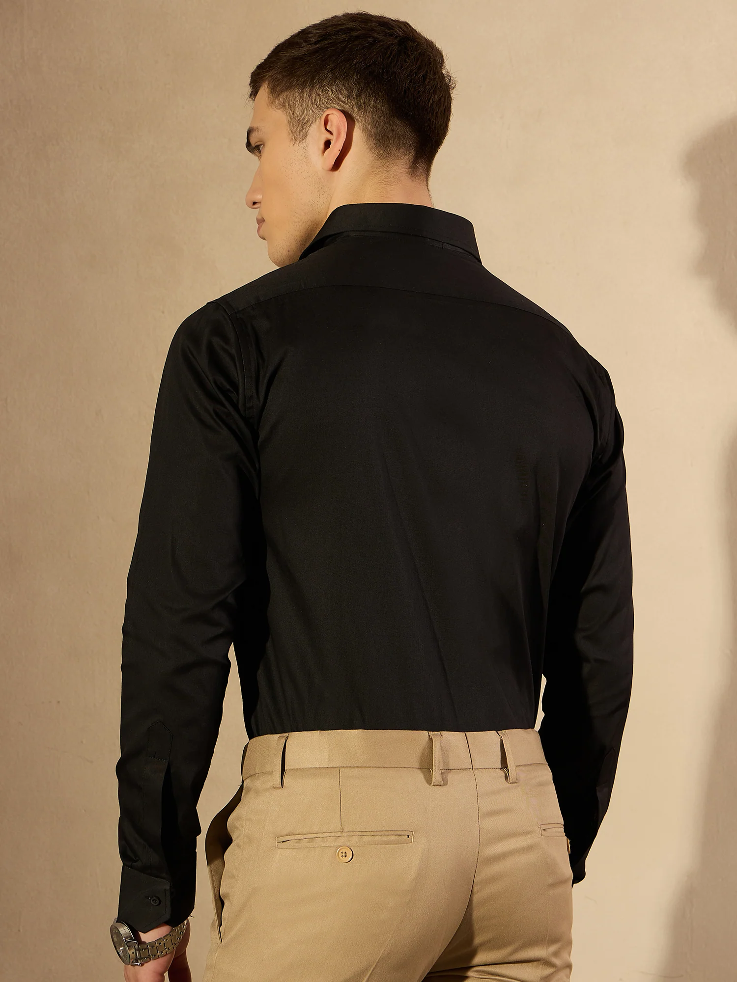 Black: Pure Cotton Formal Shirt
