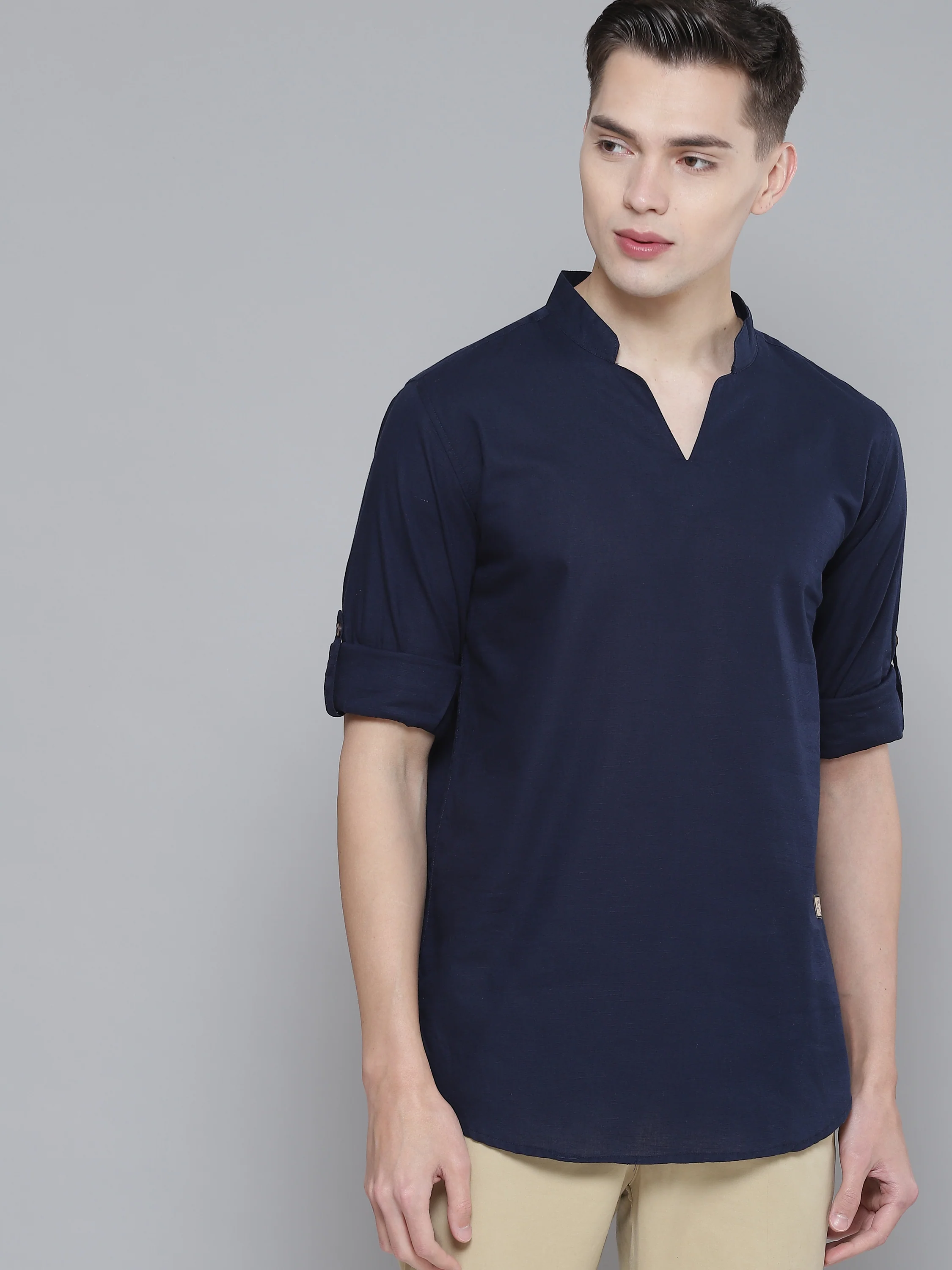 Men Navy Blue Comfort Fit Kurta