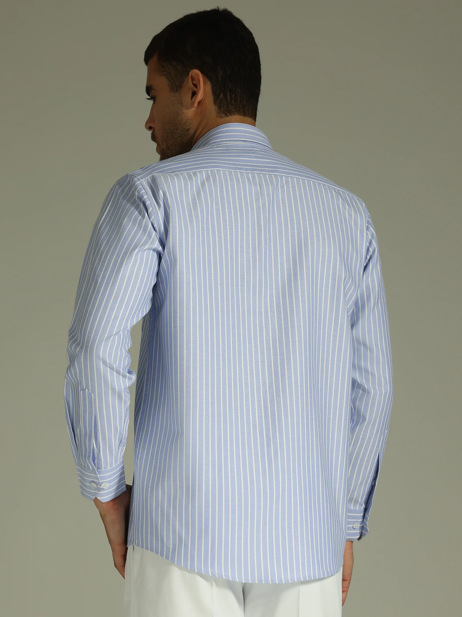 Sky Blue & White: Vertical Stripes Formal Shirt