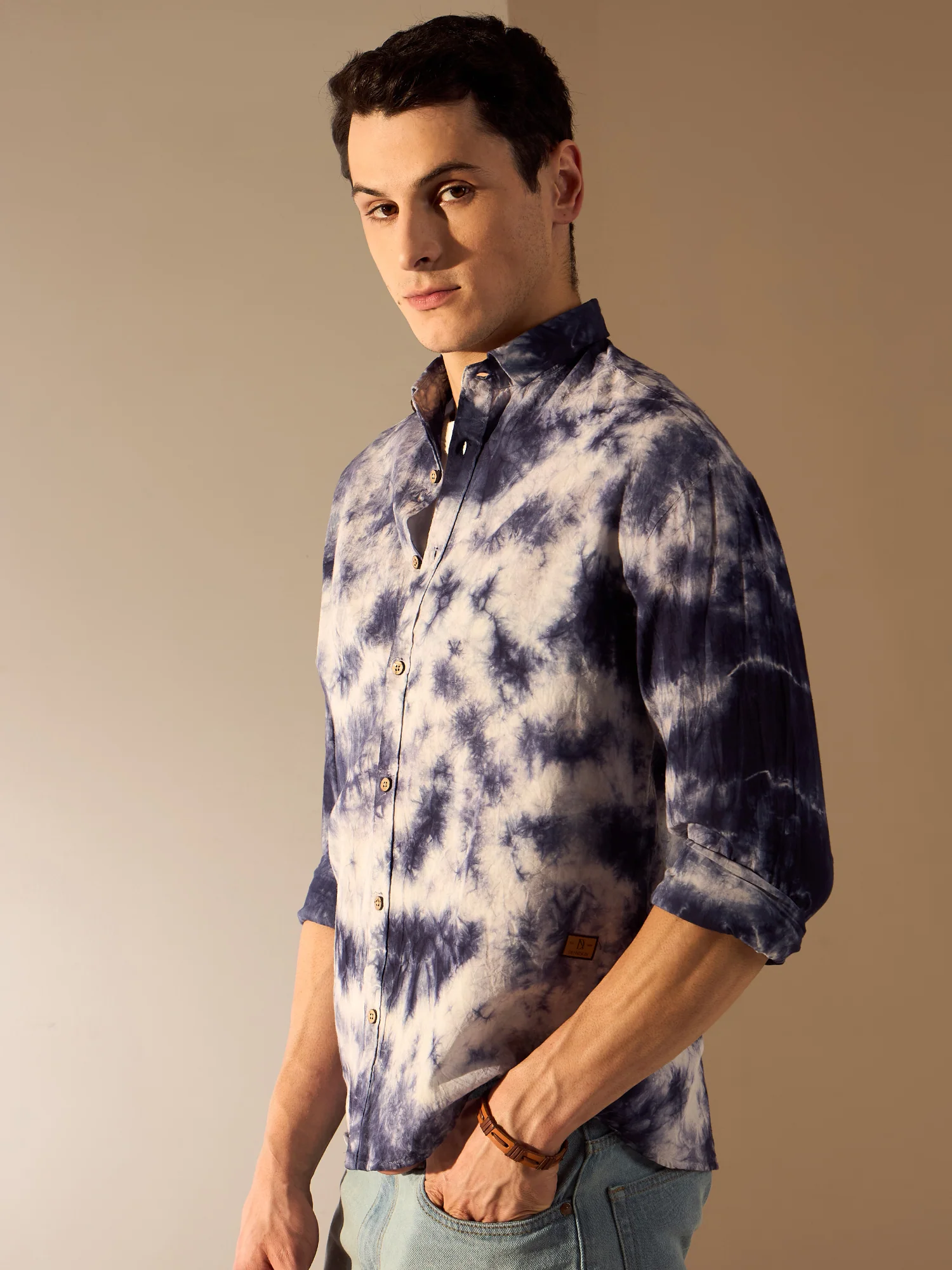 Blue & White: Full Sleeves Tie and Dye Shirt