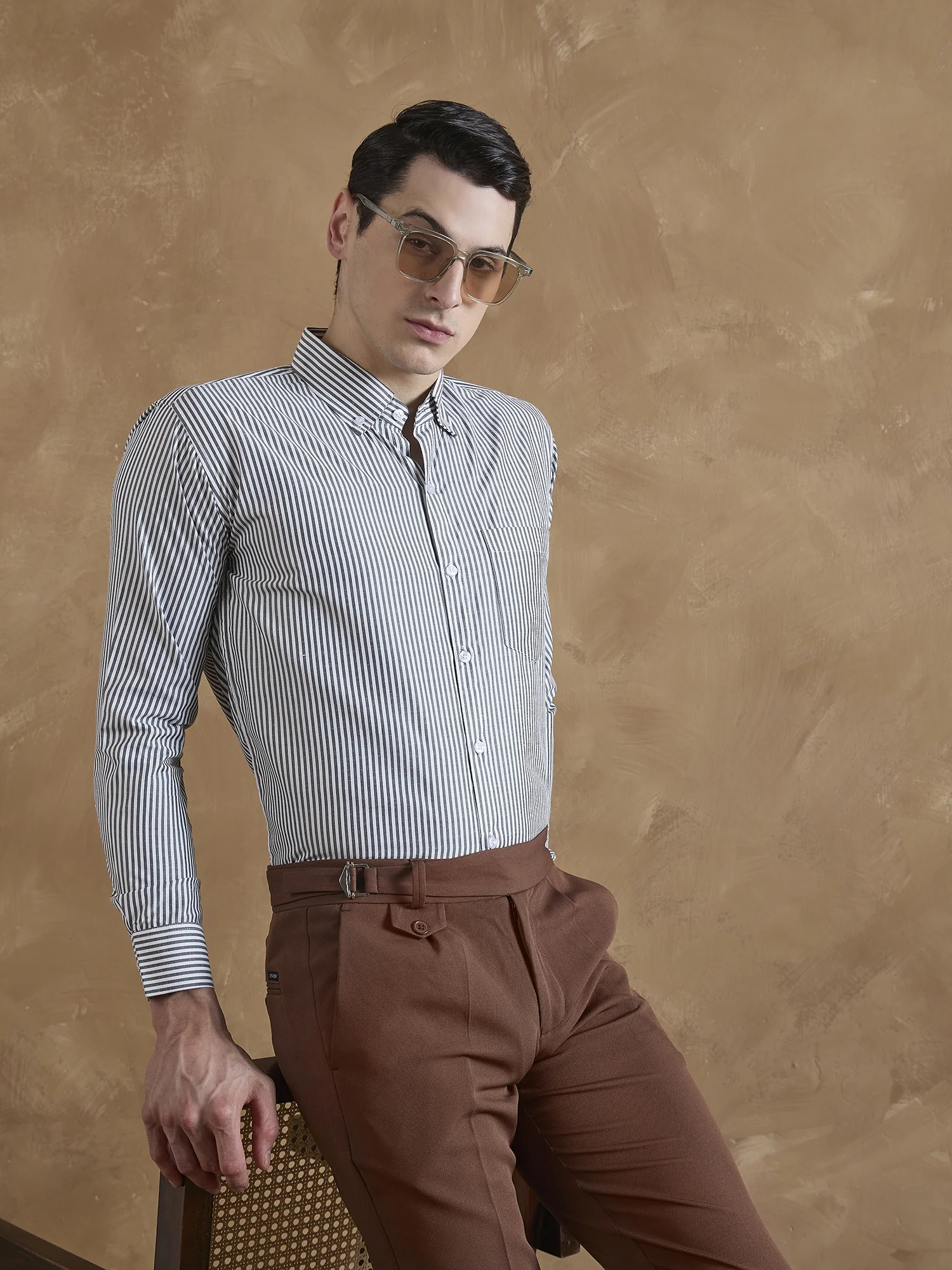 Black & White: Full Sleeves Vertical Stripes Shirt