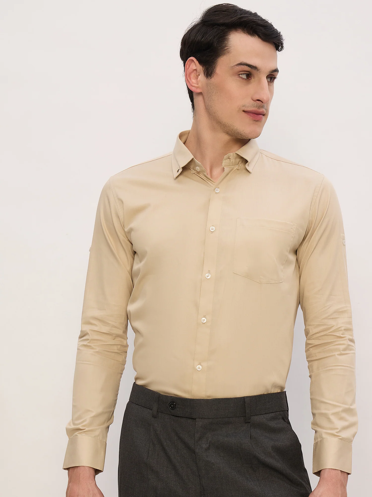 Beige: Full Sleeves Water Repellent Shirt