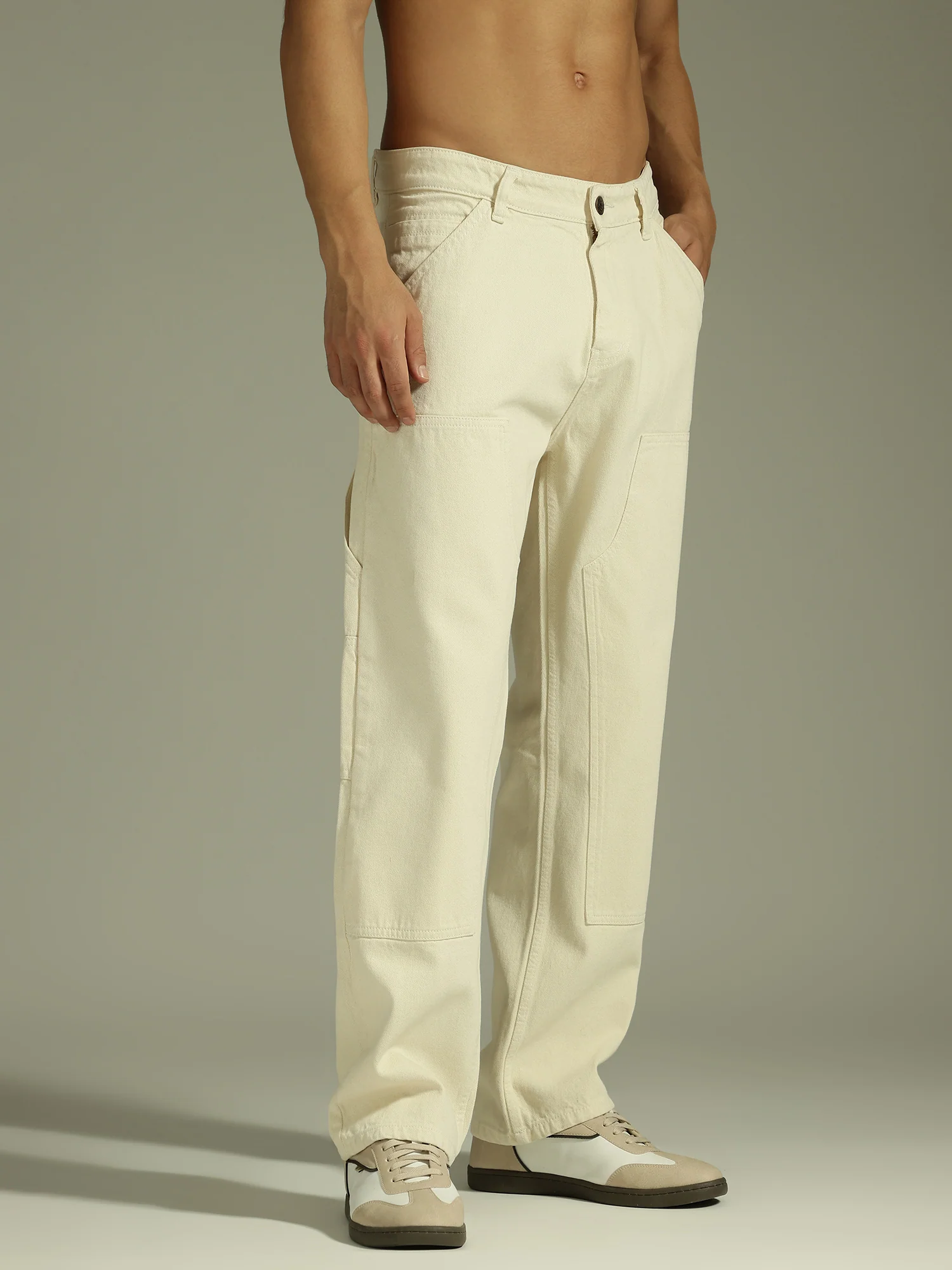 Off White: Baggy Fit Carpenter Jeans
