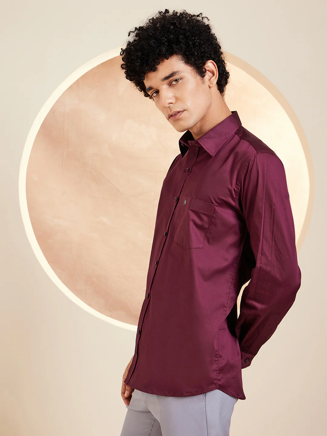 DENNISON Wine Pure Cotton Formal Shirt