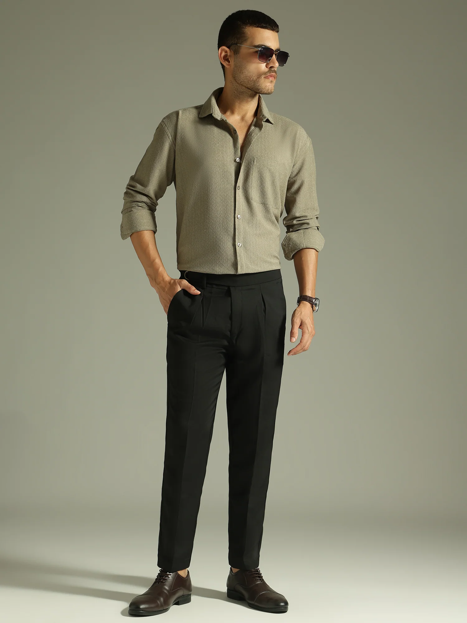 Black: Adjustable Fastening Neopolitan Trouser