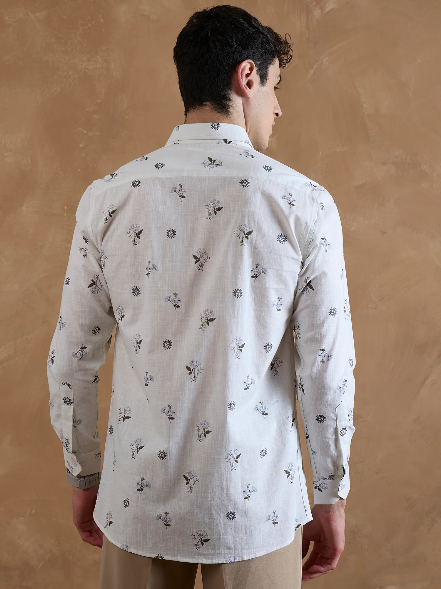 Off White: Full Sleeves Floral Printed Shirt