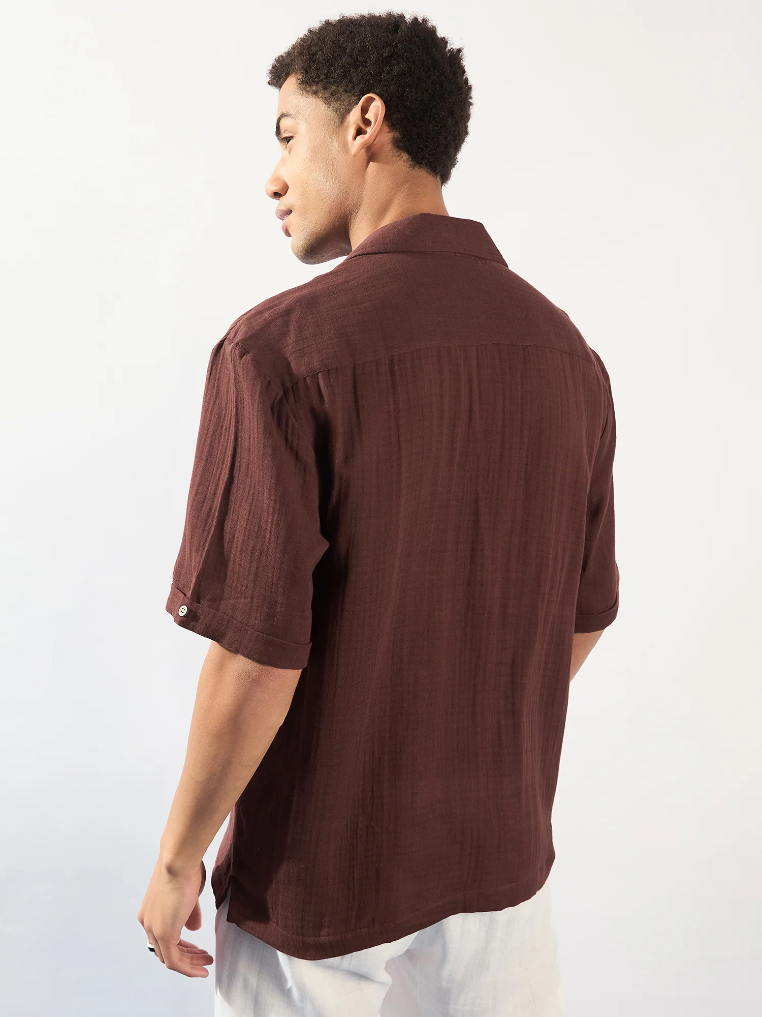 Brown: Muslin Oversized Kurta Shirt
