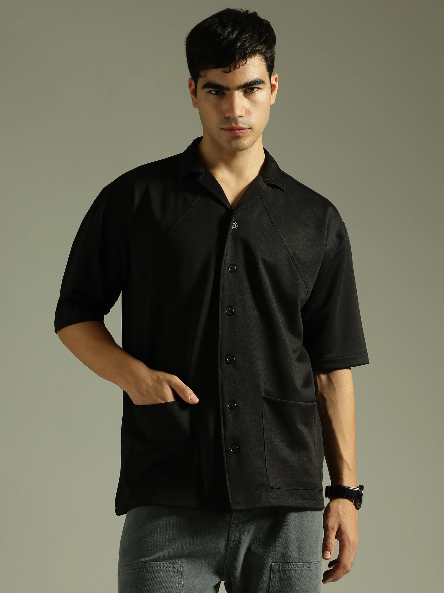 Black: Resort Wear Oversized Shirt