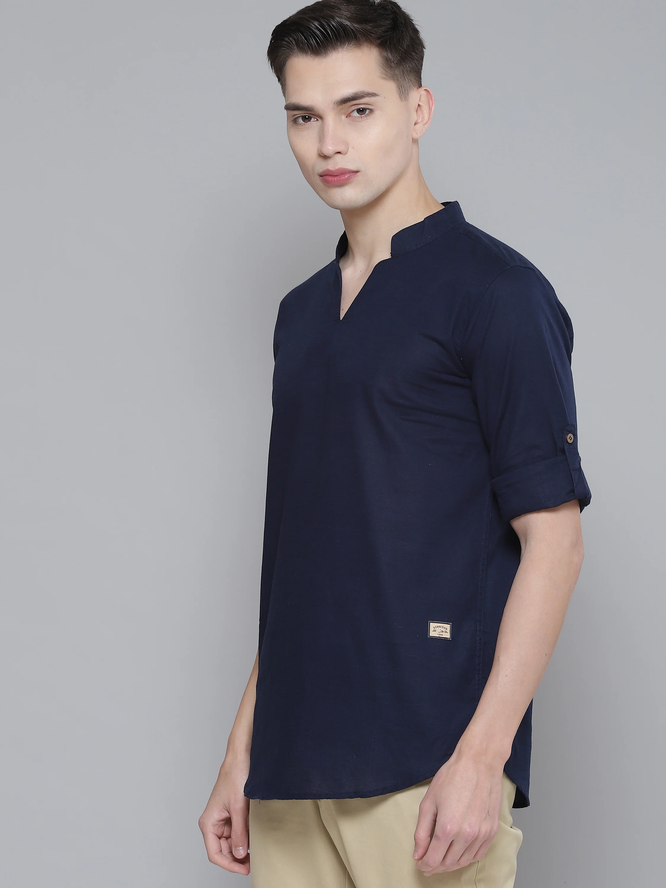 Men Navy Blue Comfort Fit Kurta