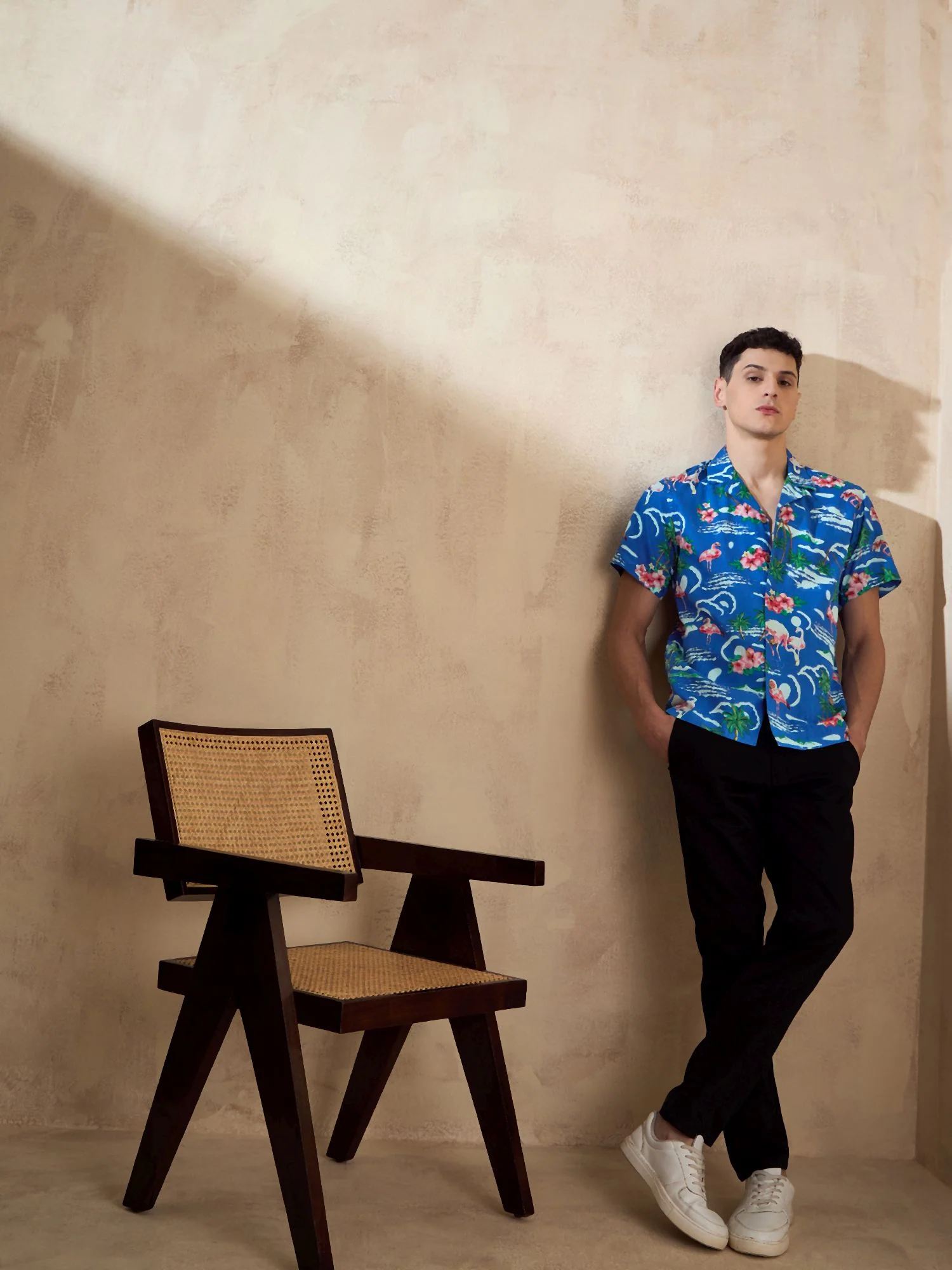 Blue: Half Sleeves Floral Printed Shirt