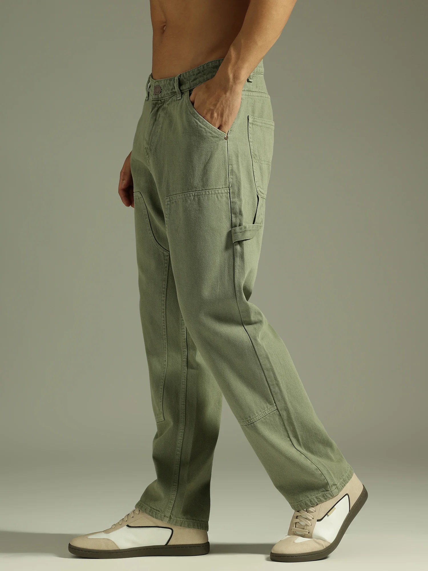 Mint Green: Baggy Fit Carpenter Jeans